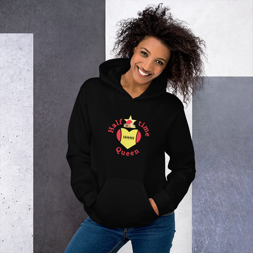 Halftime Queen Football Cheer for Red & Gold Unisex Hoodie by EraofInk