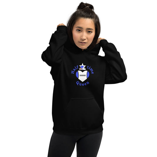 Halftime Queen Football Cheer for Blue & White Unisex Hoodie by EraofInk