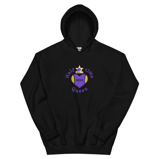 Halftime Queen Football CHeer for Purple & Gold Unisex Hoodie by EraofInk