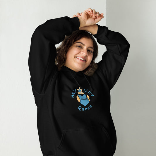 Halftime Queen Football Cheer for Teal & Yellow Unisex Hoodie by EraofInk