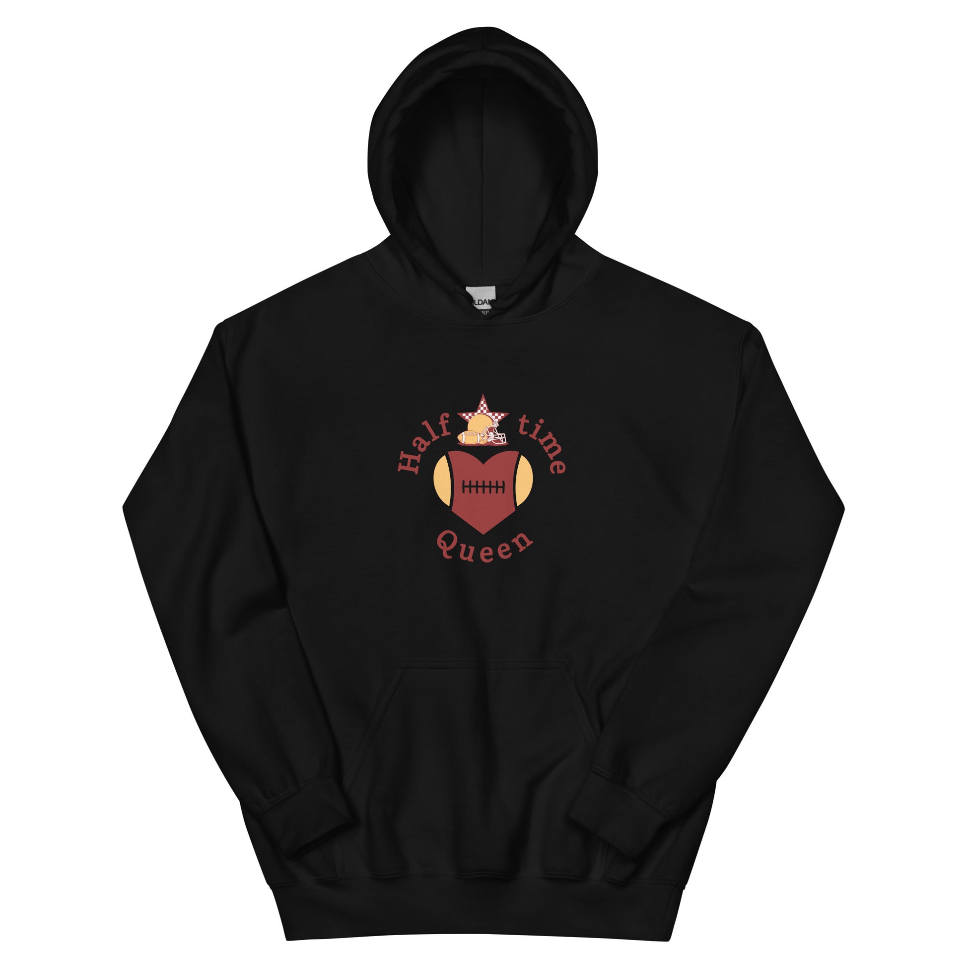 Halftime Queen Football Cheer for Red & Yellow Unisex Hoodie by EraofInk