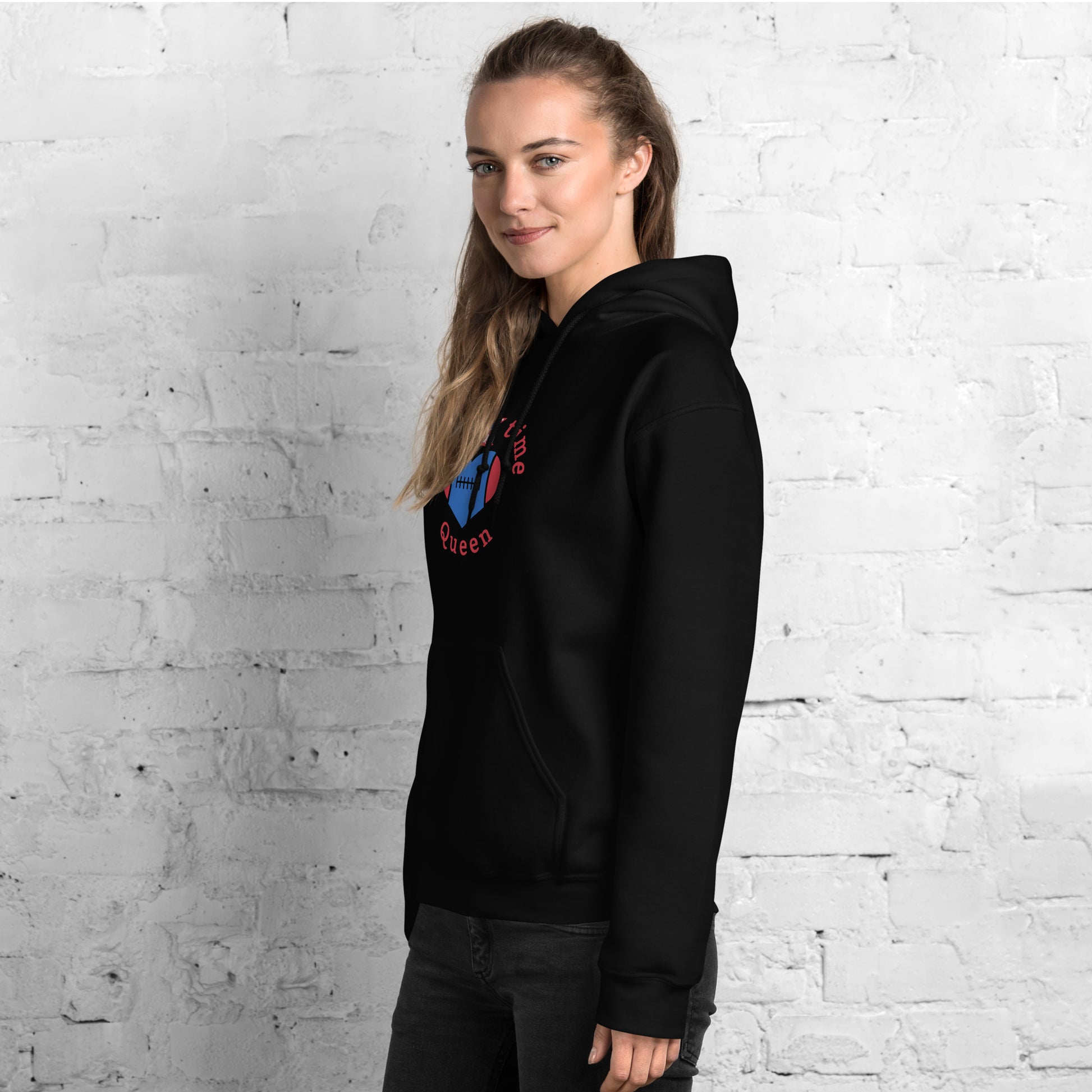 Halftime Queen Football Cheer for Red & Blue Unisex Hoodie by EraofInk