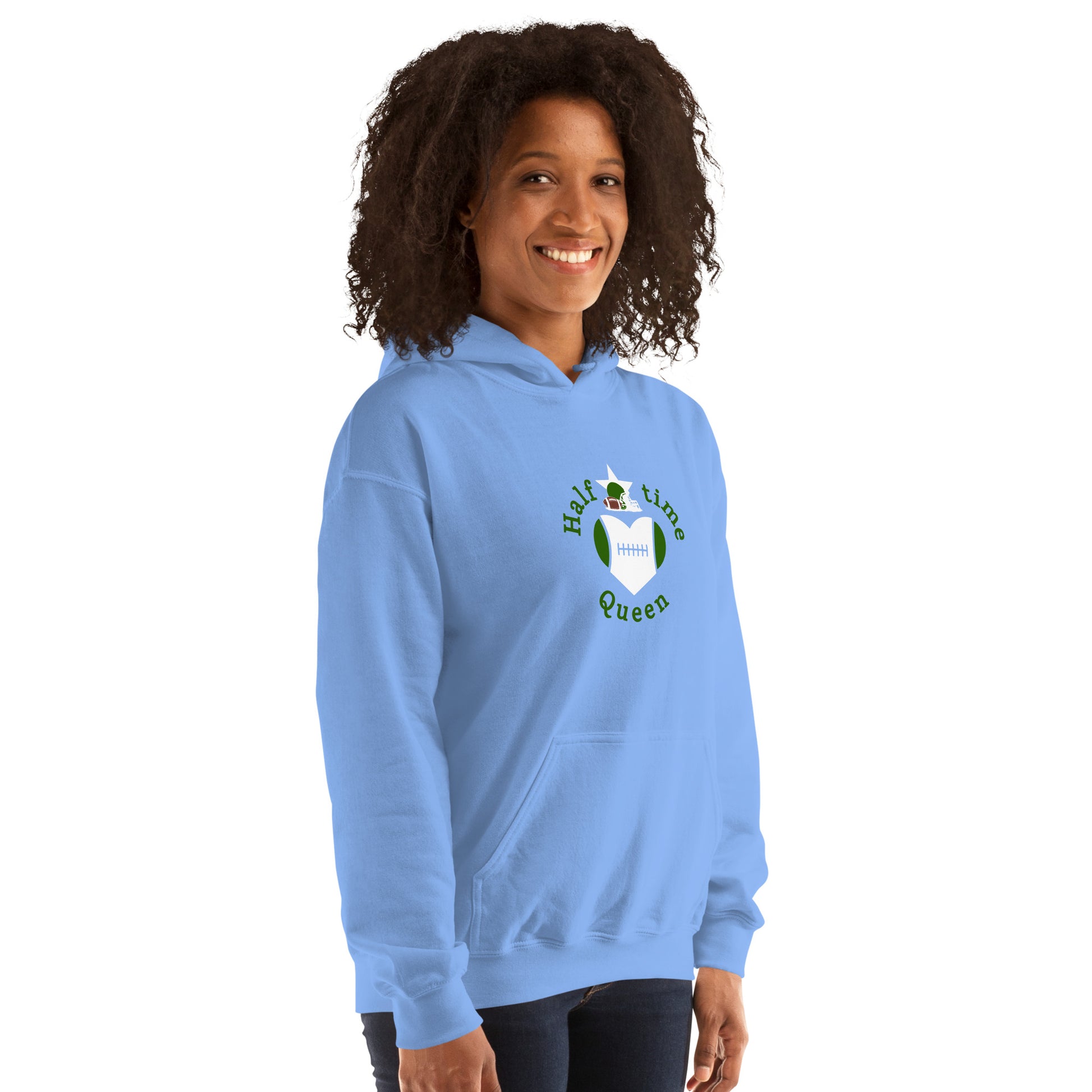 Halftime Queen Football Cheer for Green & White Unisex Hoodie by EraofInk