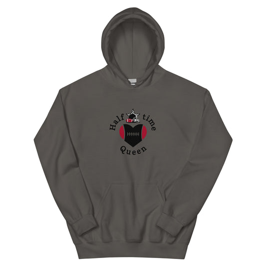 Halftime Queen Football Cheer for Red & Black Unisex Hoodie by EraofInk