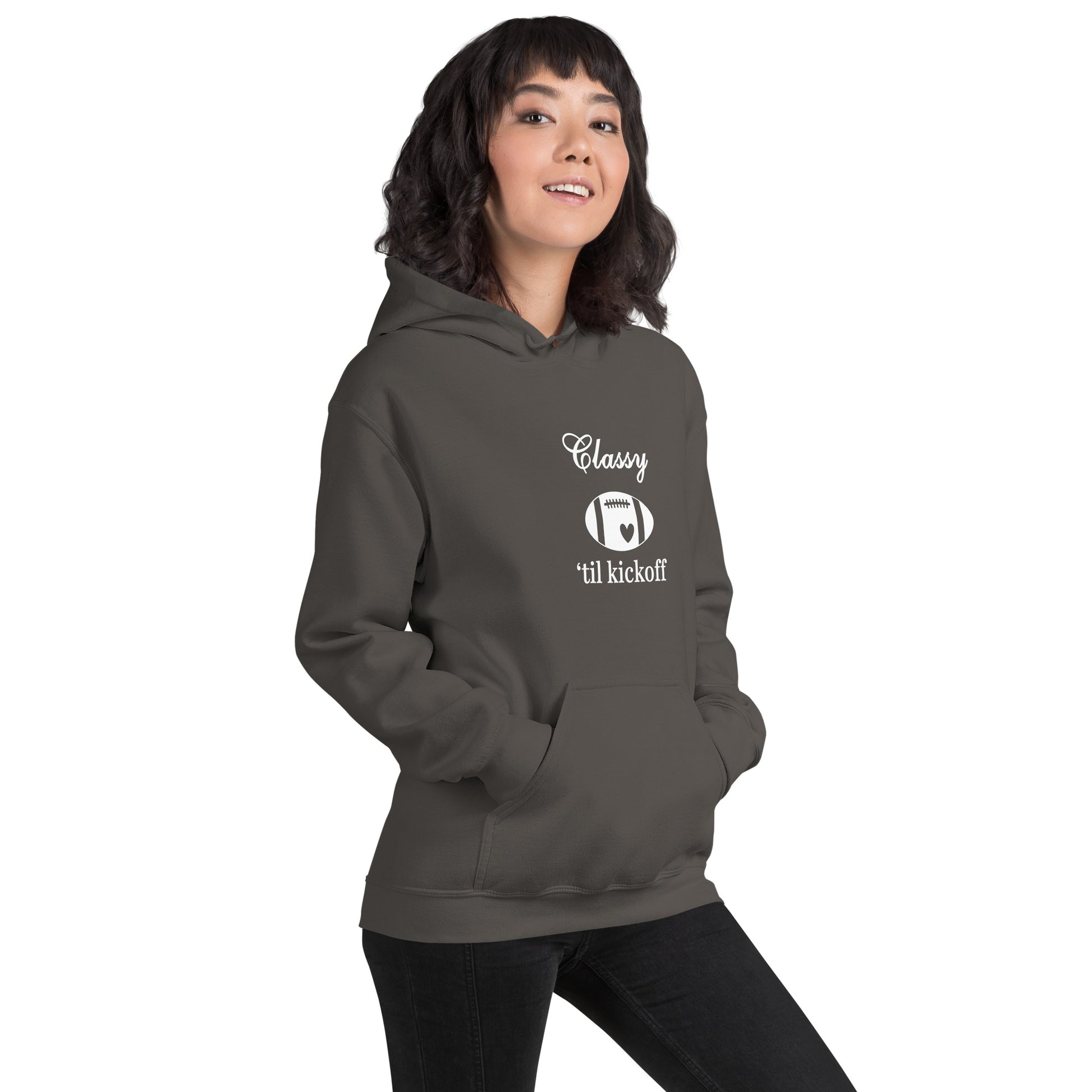 Classy 'til Kickoff Football Themed Unisex Hoodie by EraofInk