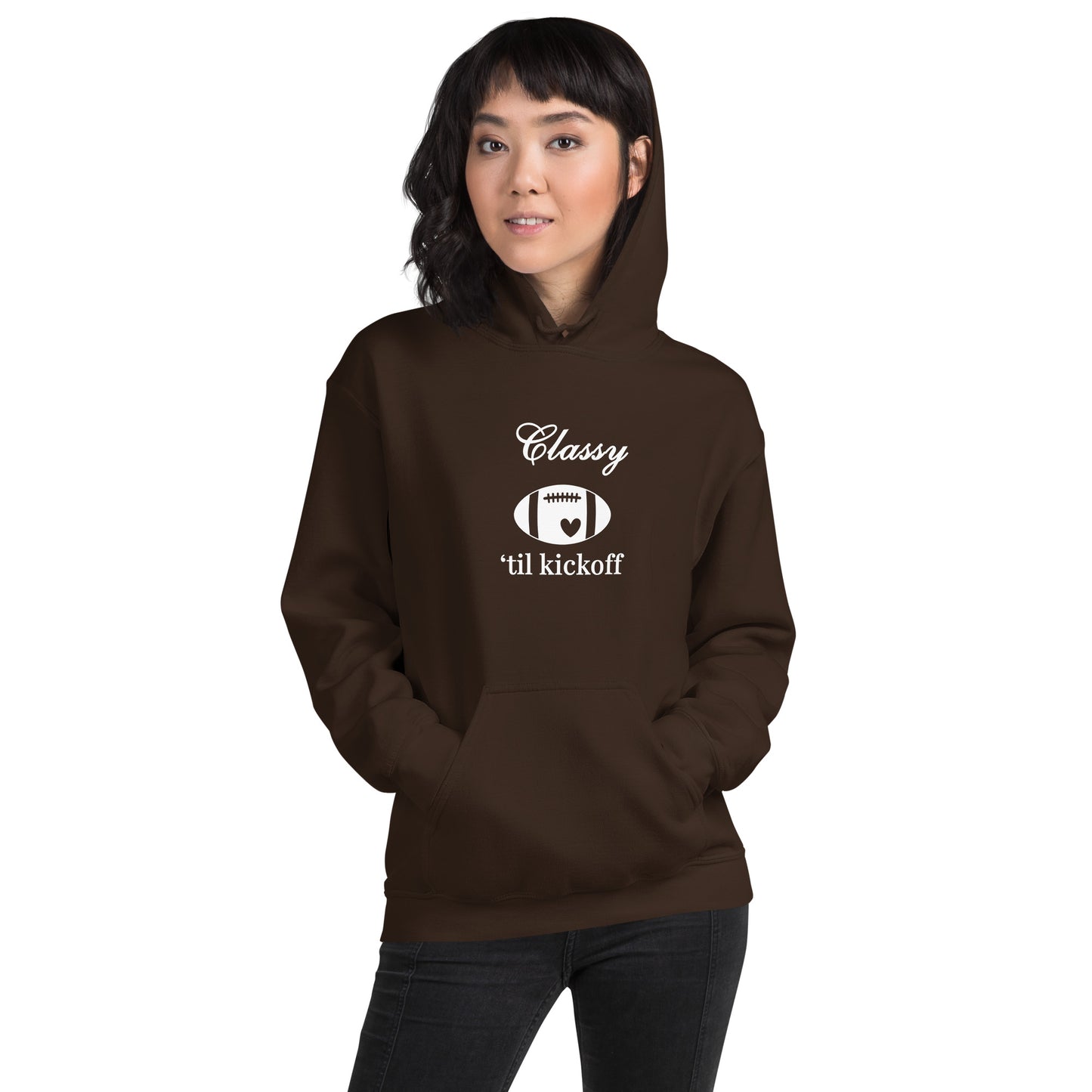 Classy 'til Kickoff Football Themed Unisex Hoodie by EraofInk