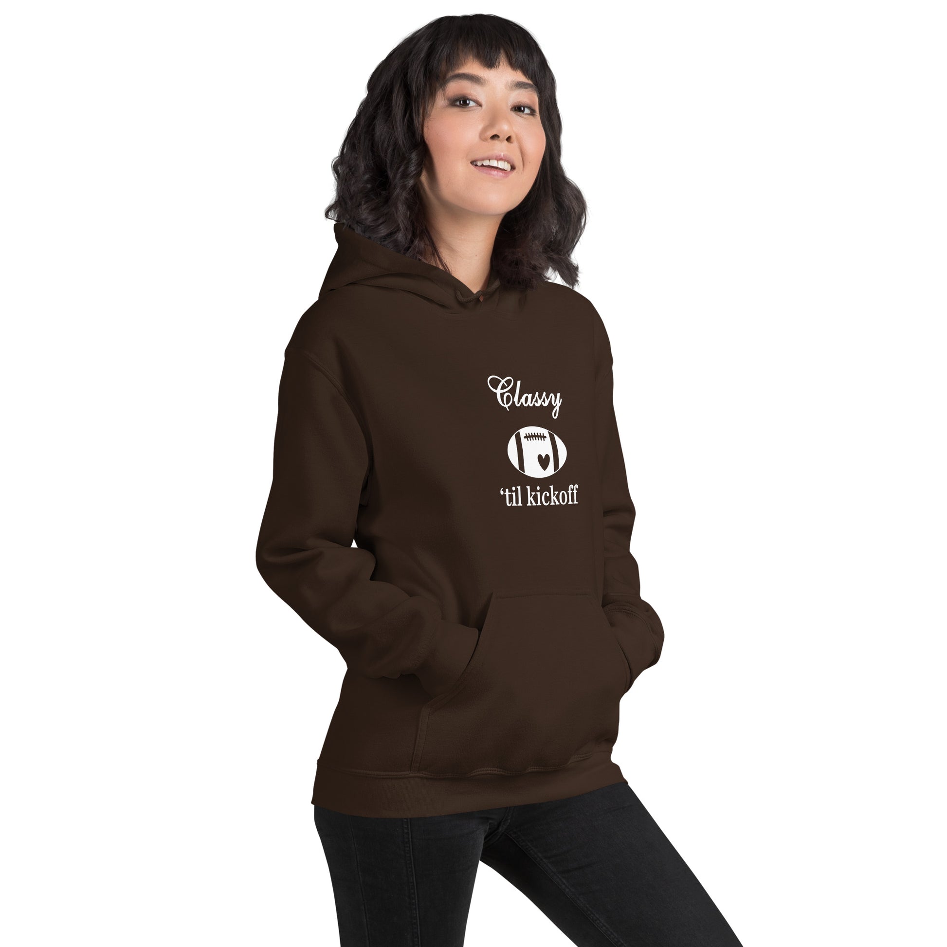 Classy 'til Kickoff Football Themed Unisex Hoodie by EraofInk