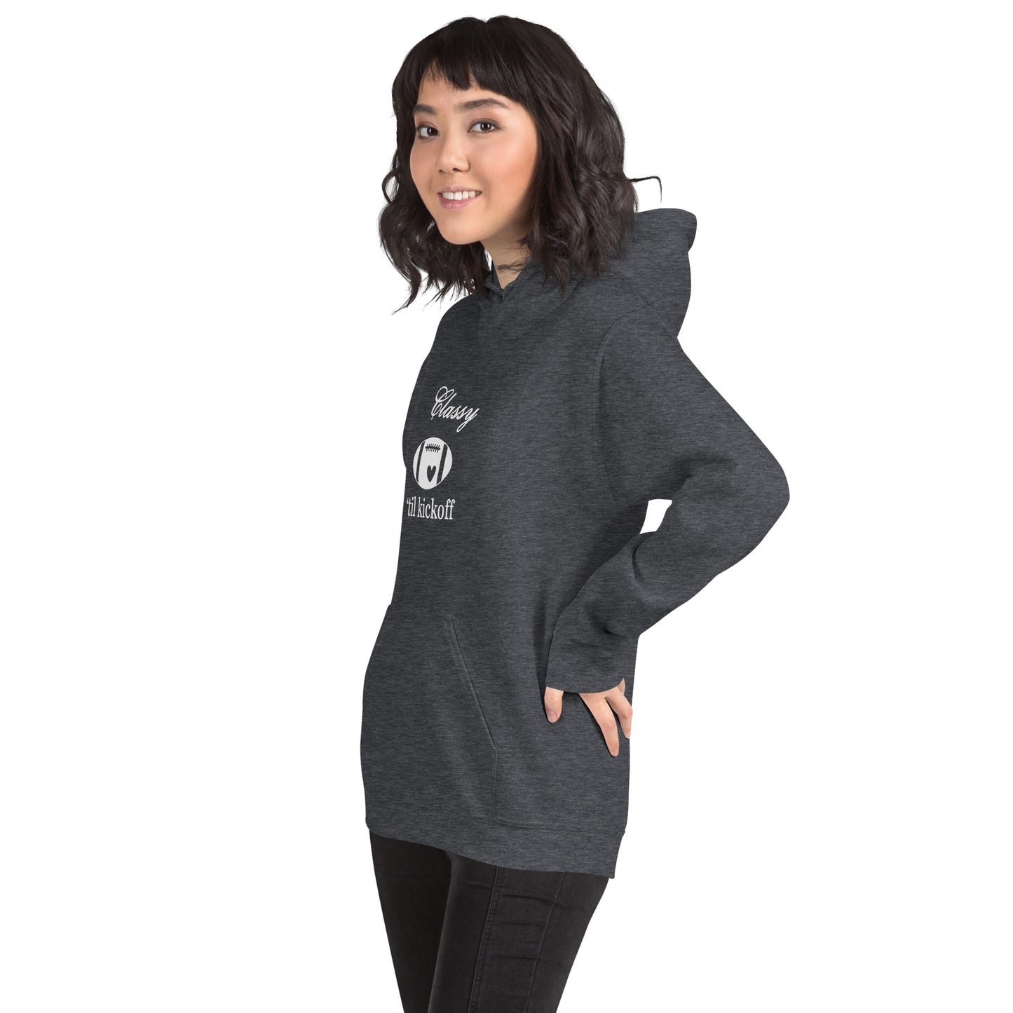 Classy 'til Kickoff Football Themed Unisex Hoodie by EraofInk