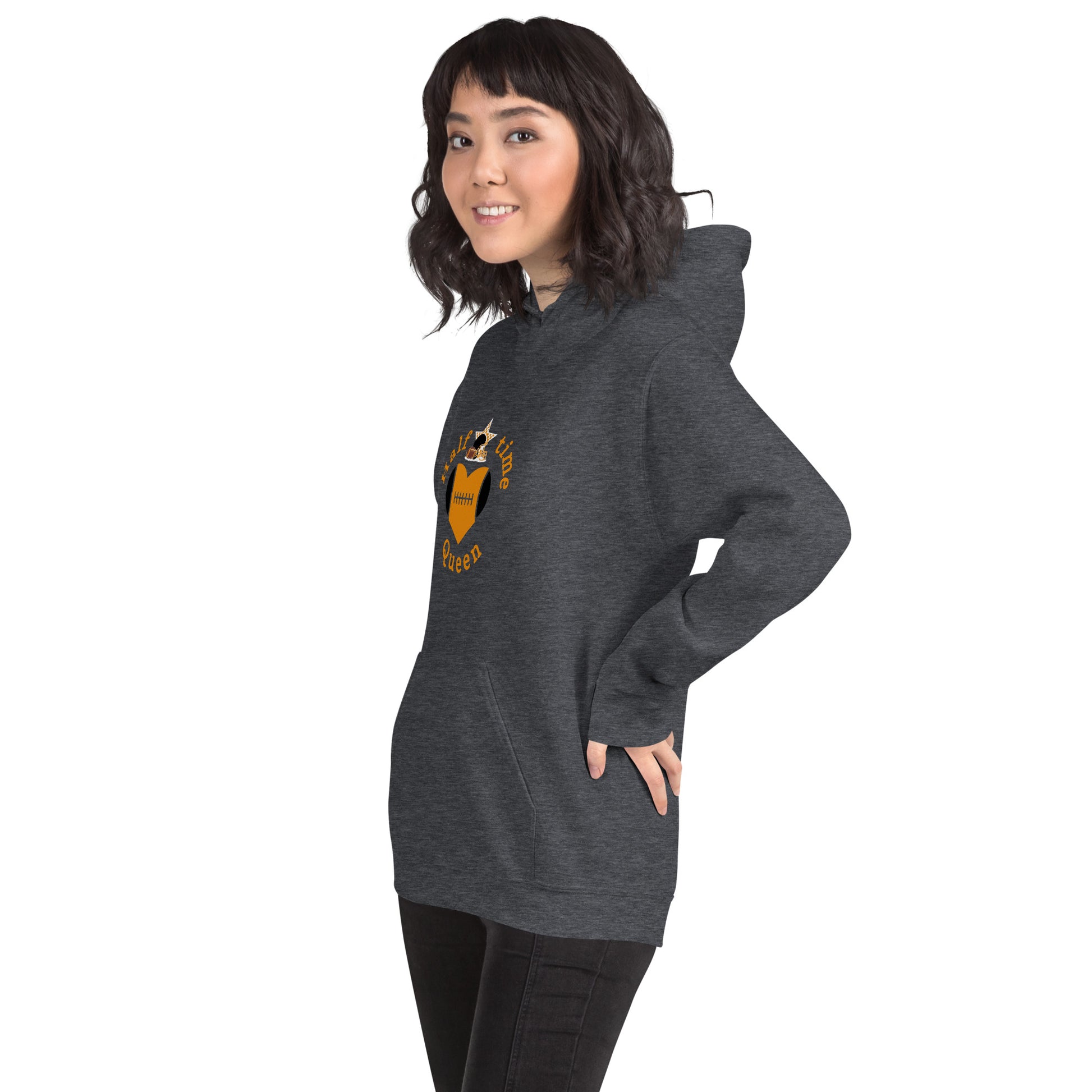 Halftime Queen Football Cheer for Orange & Black Unisex Hoodie by EraofInk