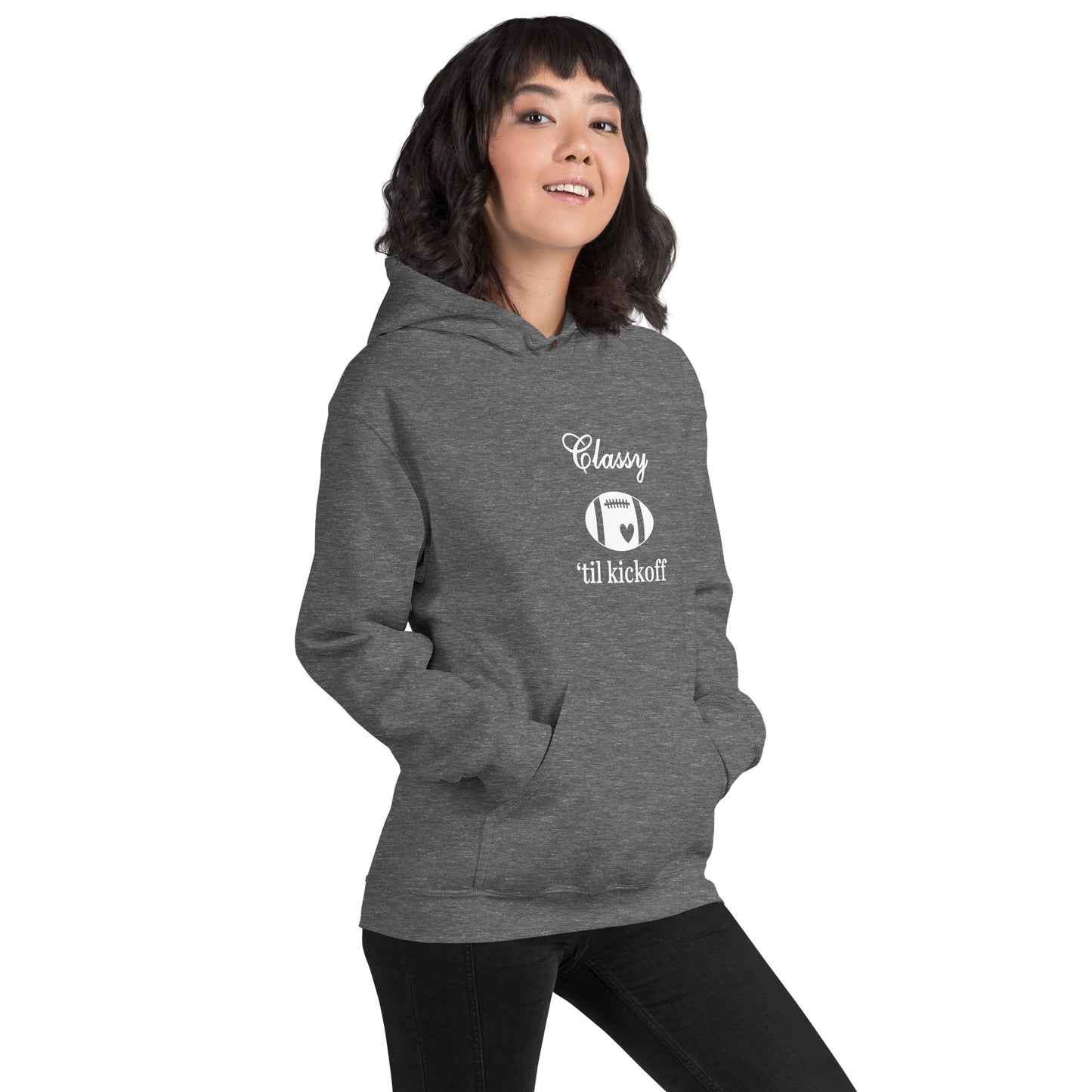 Classy 'til Kickoff Football Themed Unisex Hoodie by EraofInk