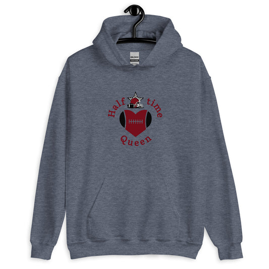 Halftime Queen Football Cheer for Red & Black Unisex Hoodie by EraofInk