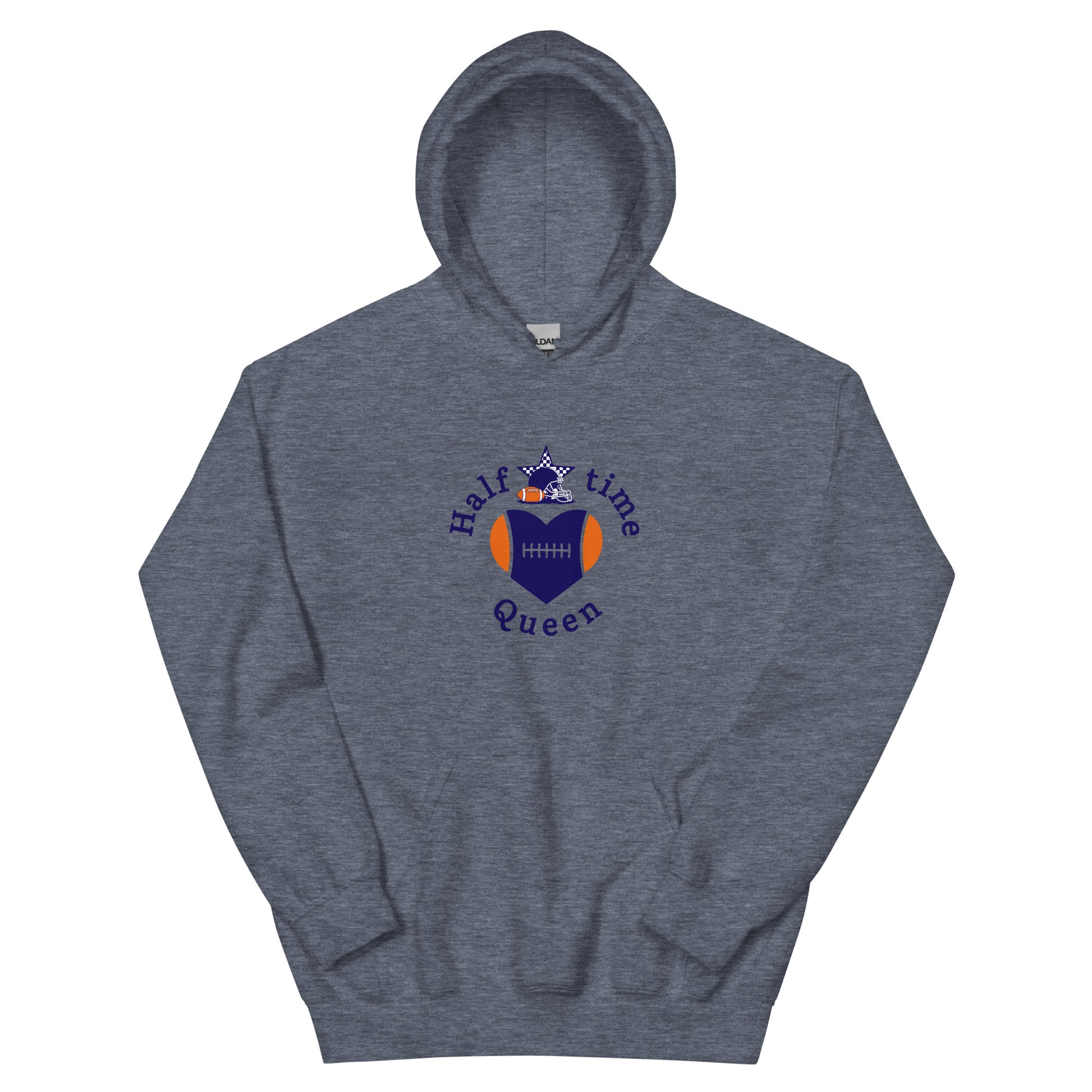 Halftime Queen Football Cheer for Purple & Orange Unisex Hoodie by EraofInk