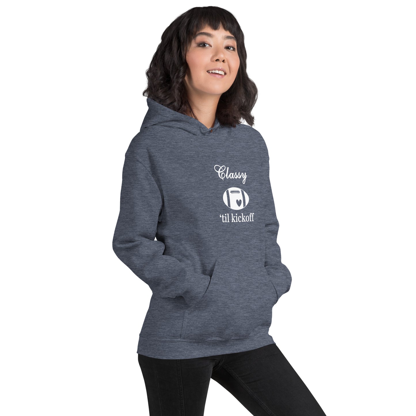 Classy 'til Kickoff Football Themed Unisex Hoodie by EraofInk