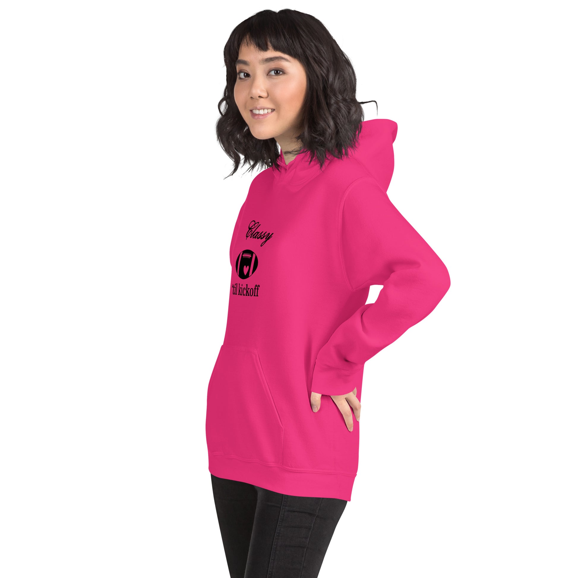 Classy 'til Kickoff Football Black Font Unisex Hoodie by EraofInk