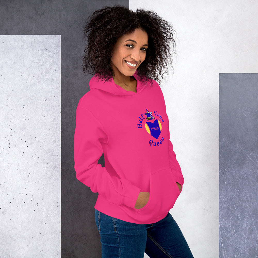 Halftime Queen Football Cheer for Blue & Yellow Unisex Hoodie by EraofInk