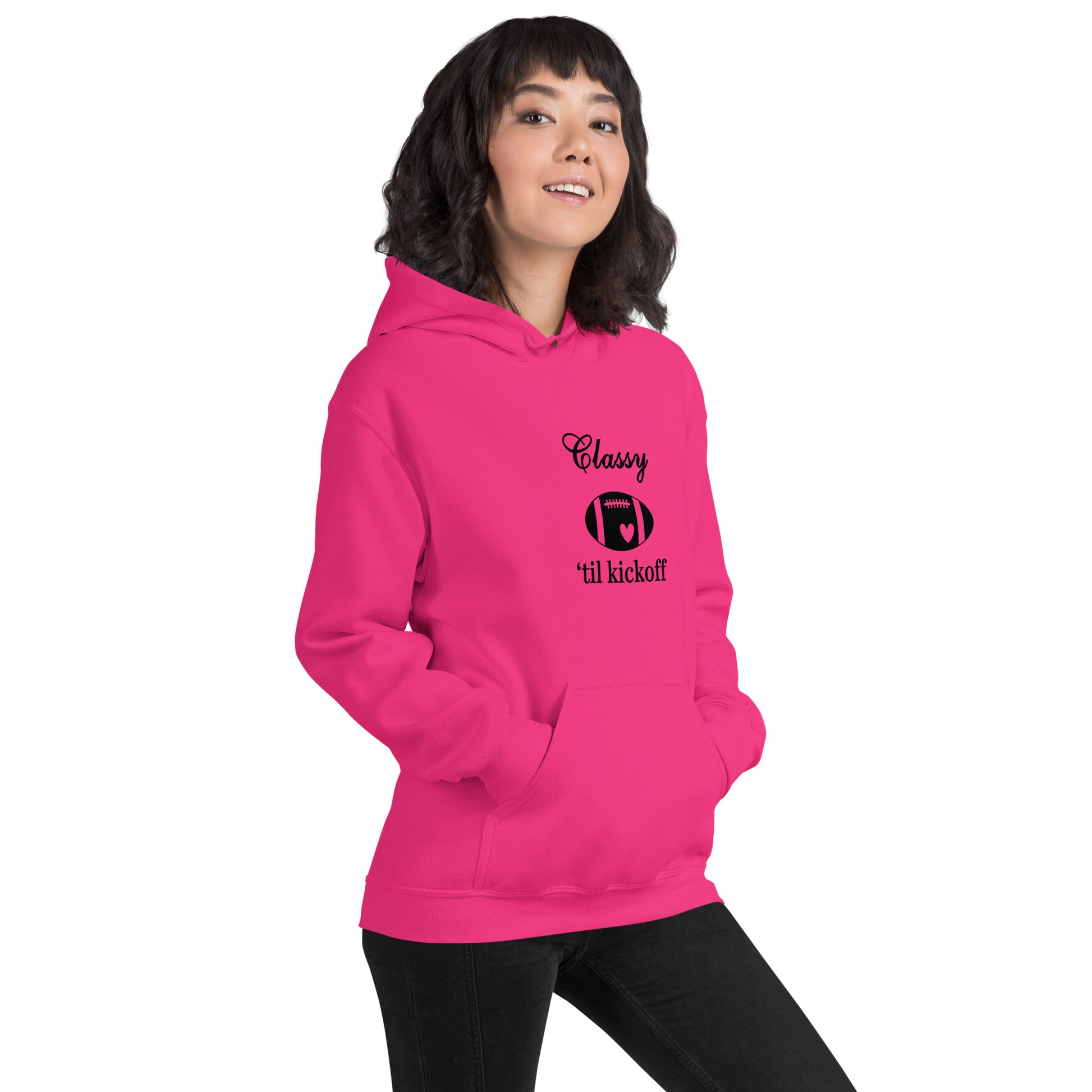 Classy 'til Kickoff Football Black Font Unisex Hoodie by EraofInk