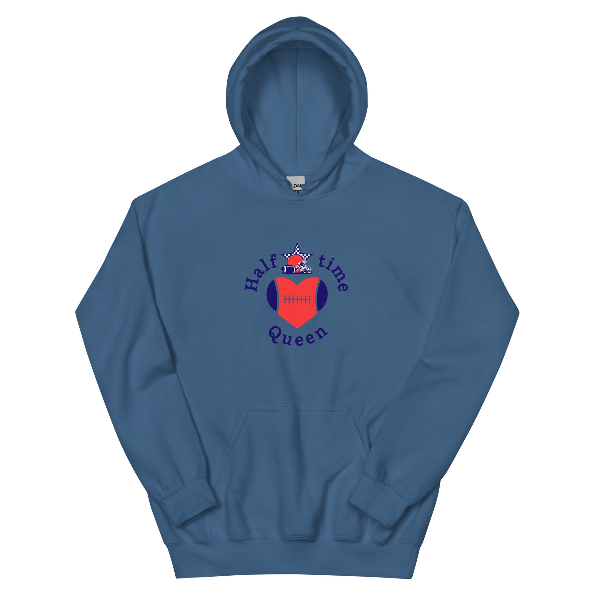 Halftime Queen Football Cheer for Red & Blue Unisex Hoodie by EraofInk