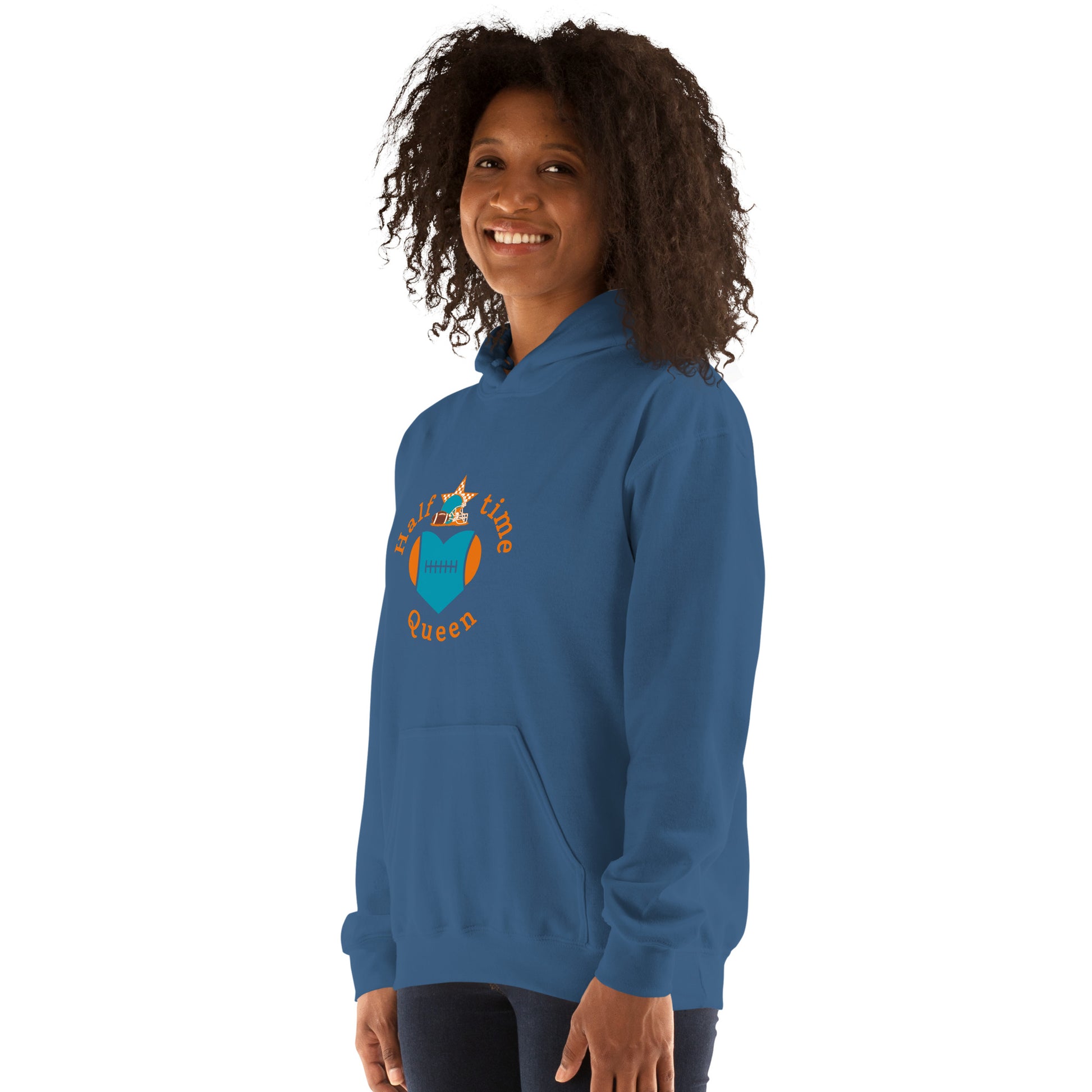 Halftime Queen Football Cheer for Orange & Teal Unisex Hoodie by EraofInk