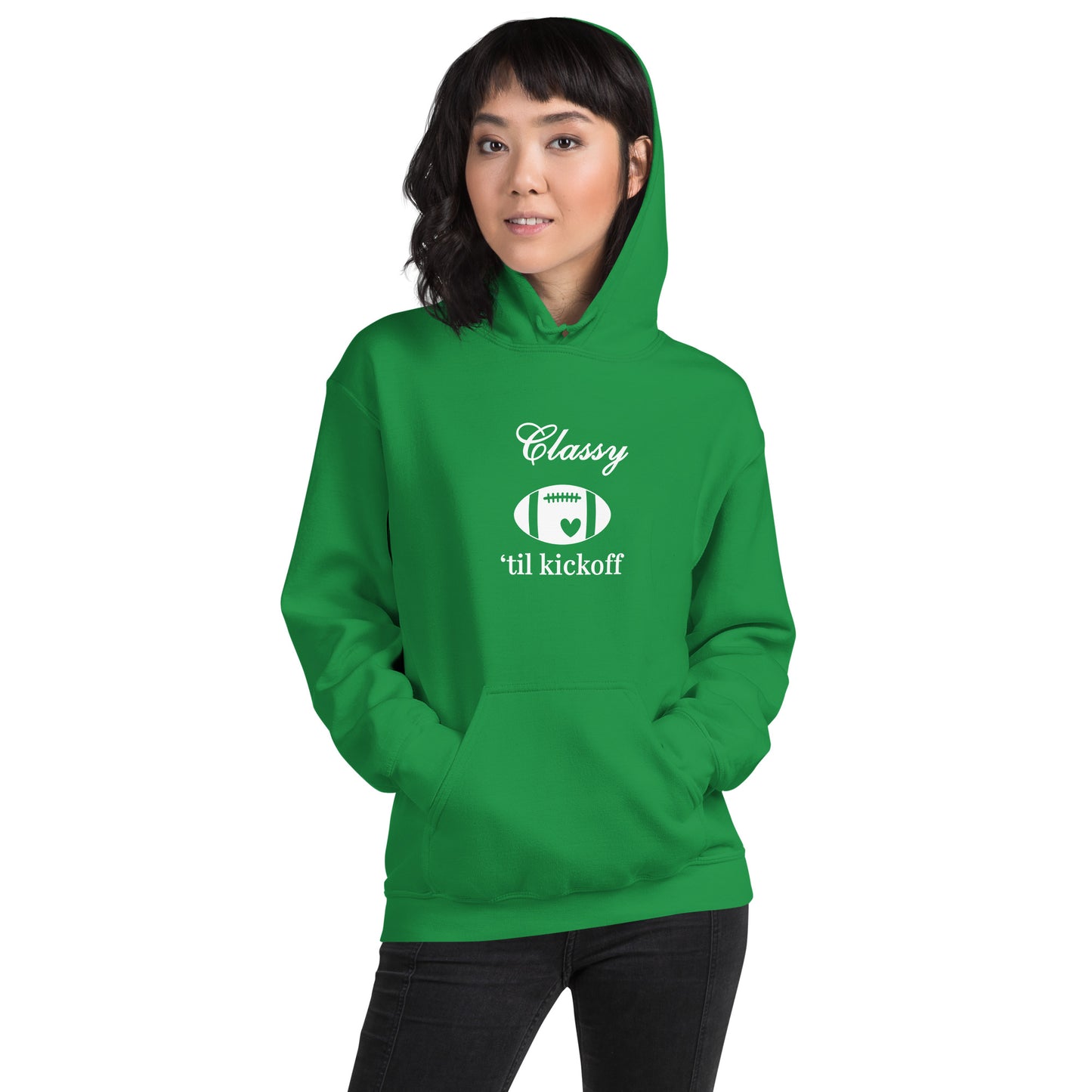 Classy 'til Kickoff Football Themed Unisex Hoodie by EraofInk