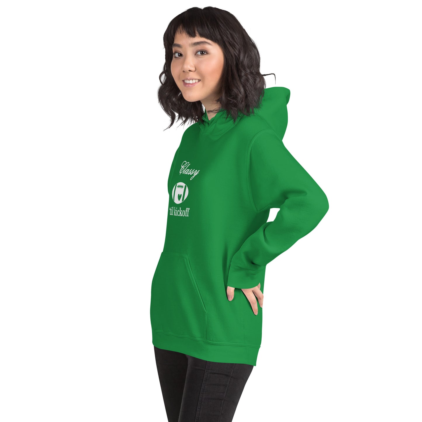 Classy 'til Kickoff Football Themed Unisex Hoodie by EraofInk