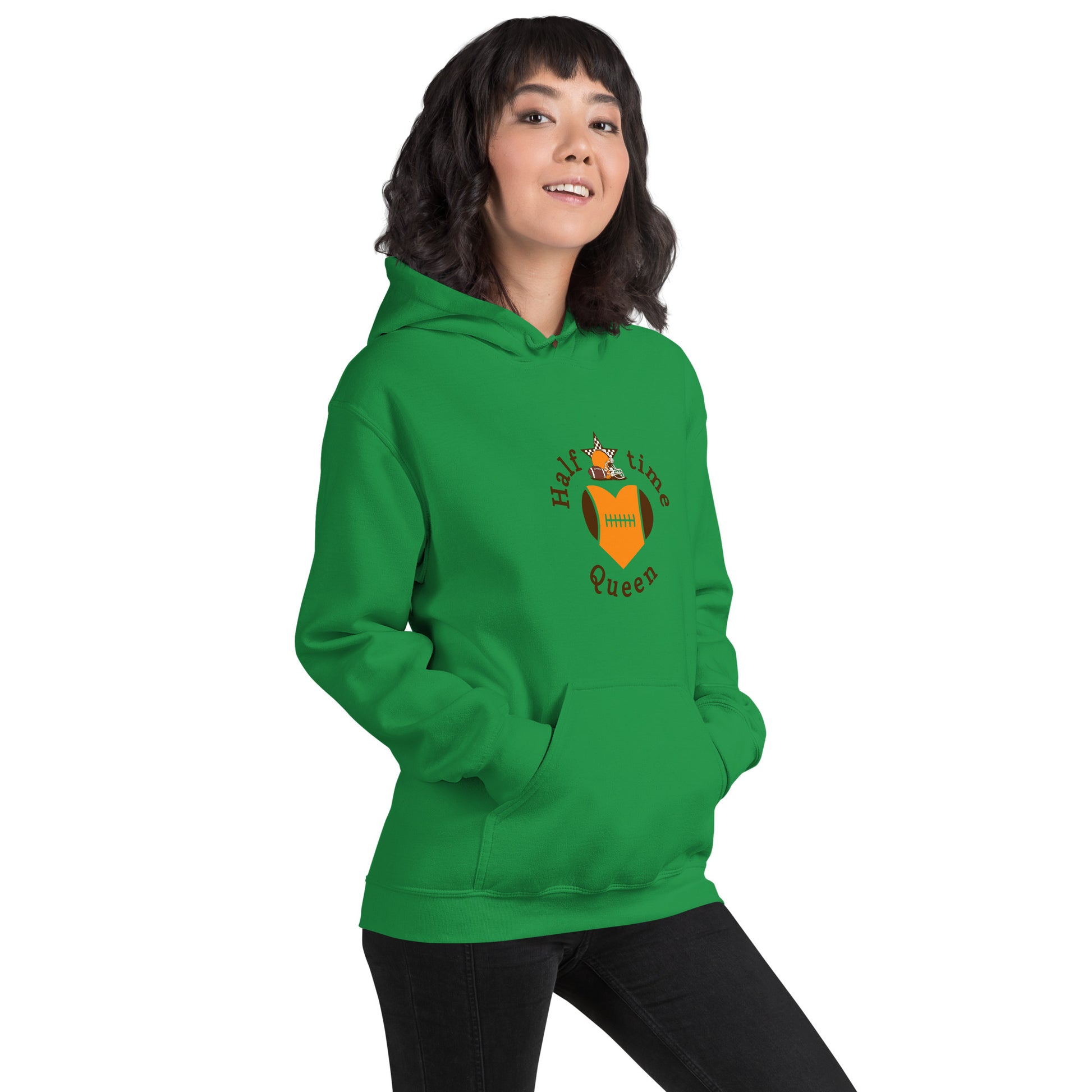 Halftime Queen Football Cheer for Orange & Brown Unisex Hoodie by EraofInk
