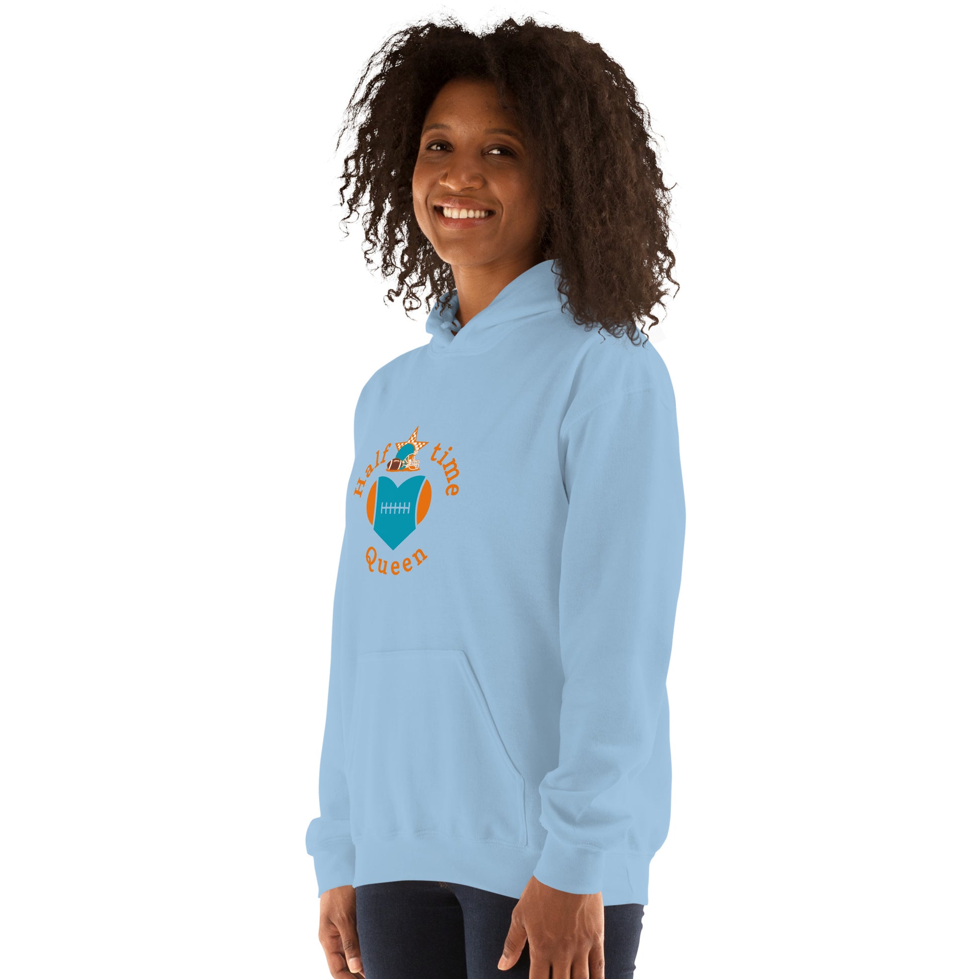 Halftime Queen Football Cheer for Orange & Teal Unisex Hoodie by EraofInk