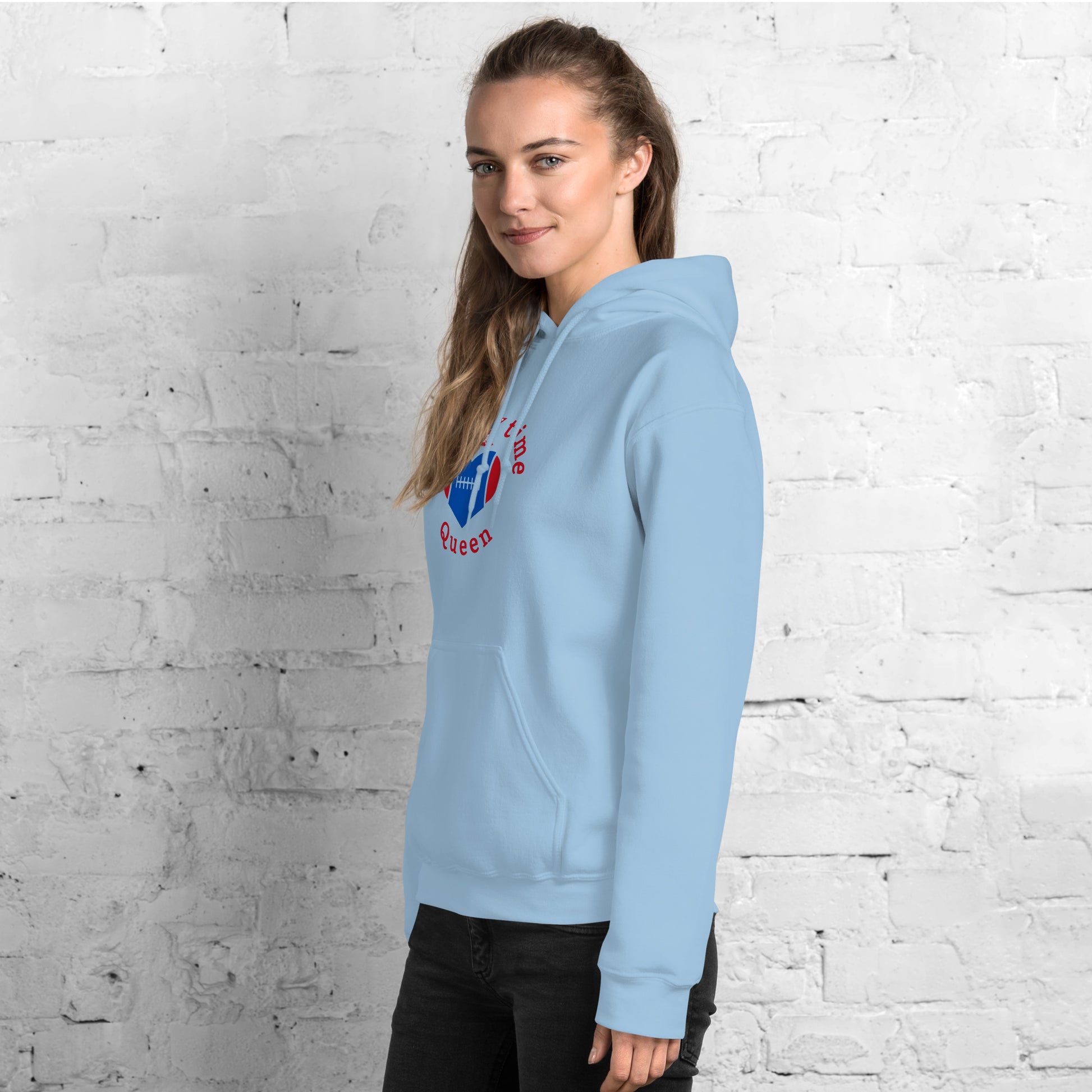 Halftime Queen Football Cheer for Red & Blue Unisex Hoodie by EraofInk