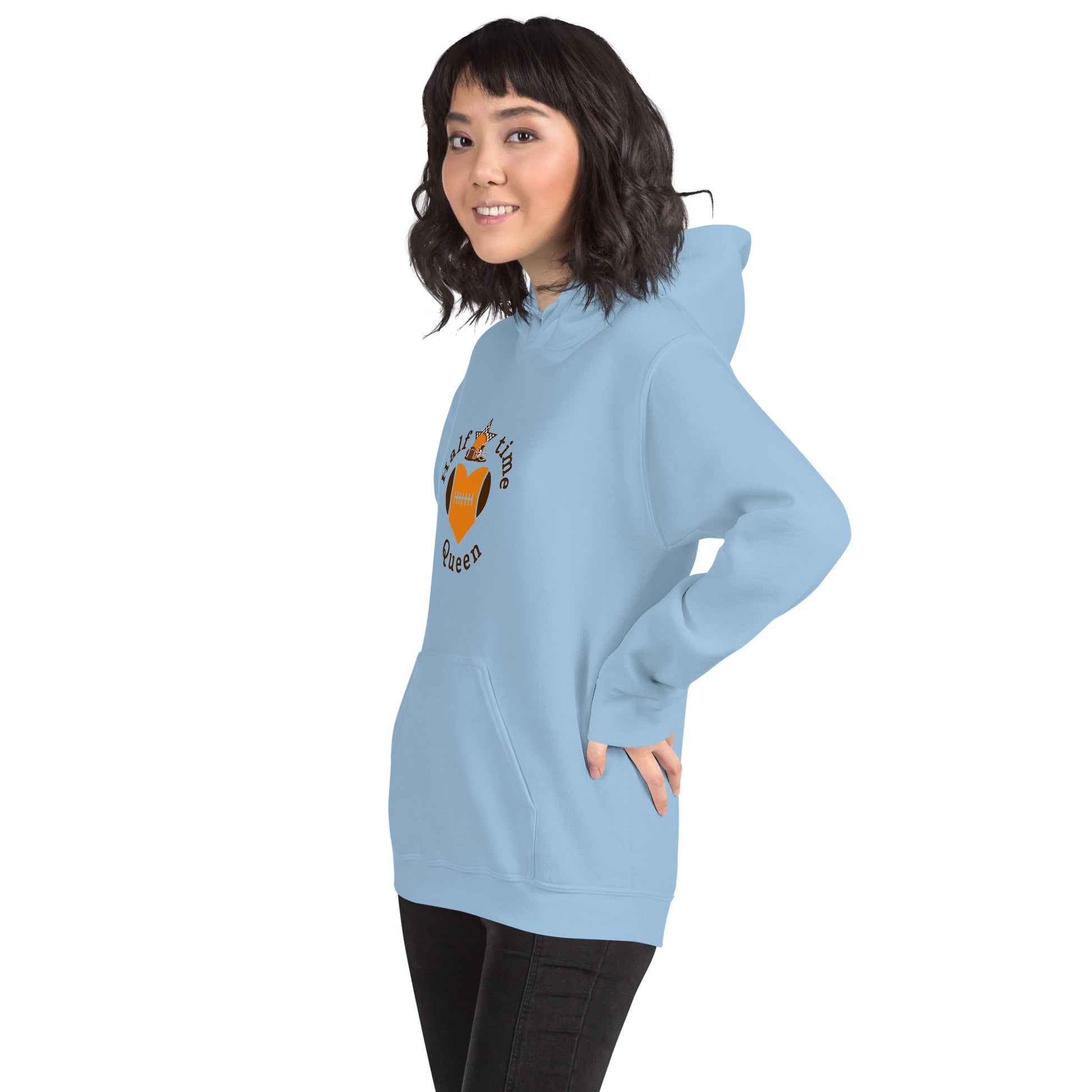 Halftime Queen Football Cheer for Orange & Brown Unisex Hoodie by EraofInk