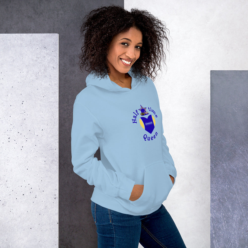 Halftime Queen Football Cheer for Blue & Yellow Unisex Hoodie by EraofInk
