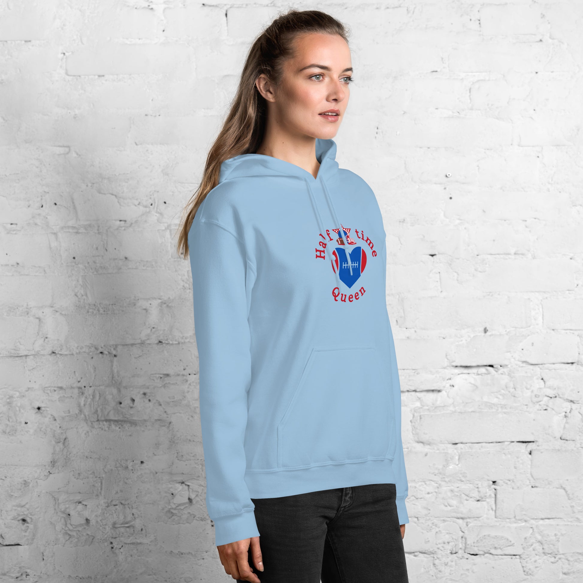 Halftime Queen Football Cheer for Red & Blue Unisex Hoodie by EraofInk