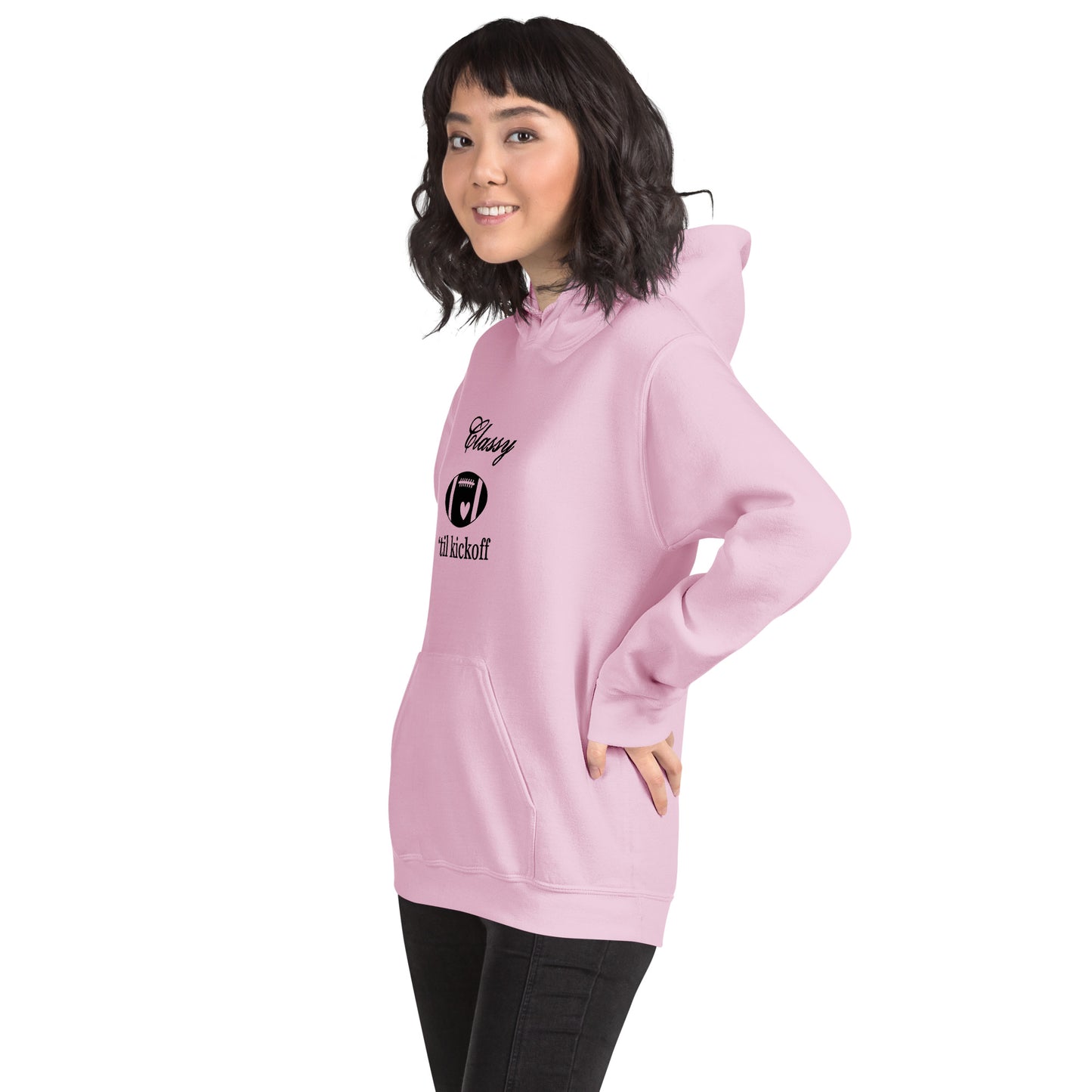 Classy 'til Kickoff Football Black Font Unisex Hoodie by EraofInk