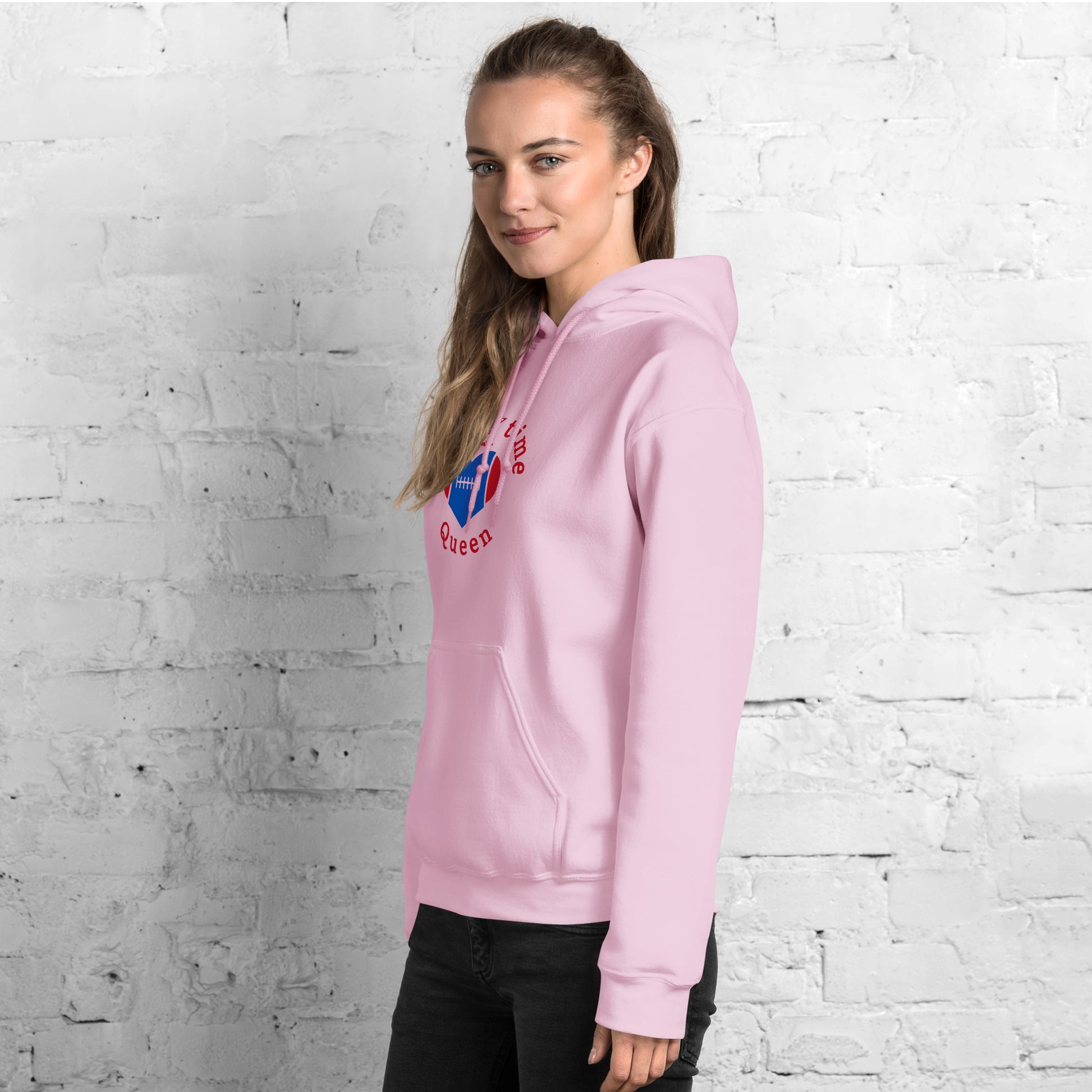 Halftime Queen Football Cheer for Red & Blue Unisex Hoodie by EraofInk