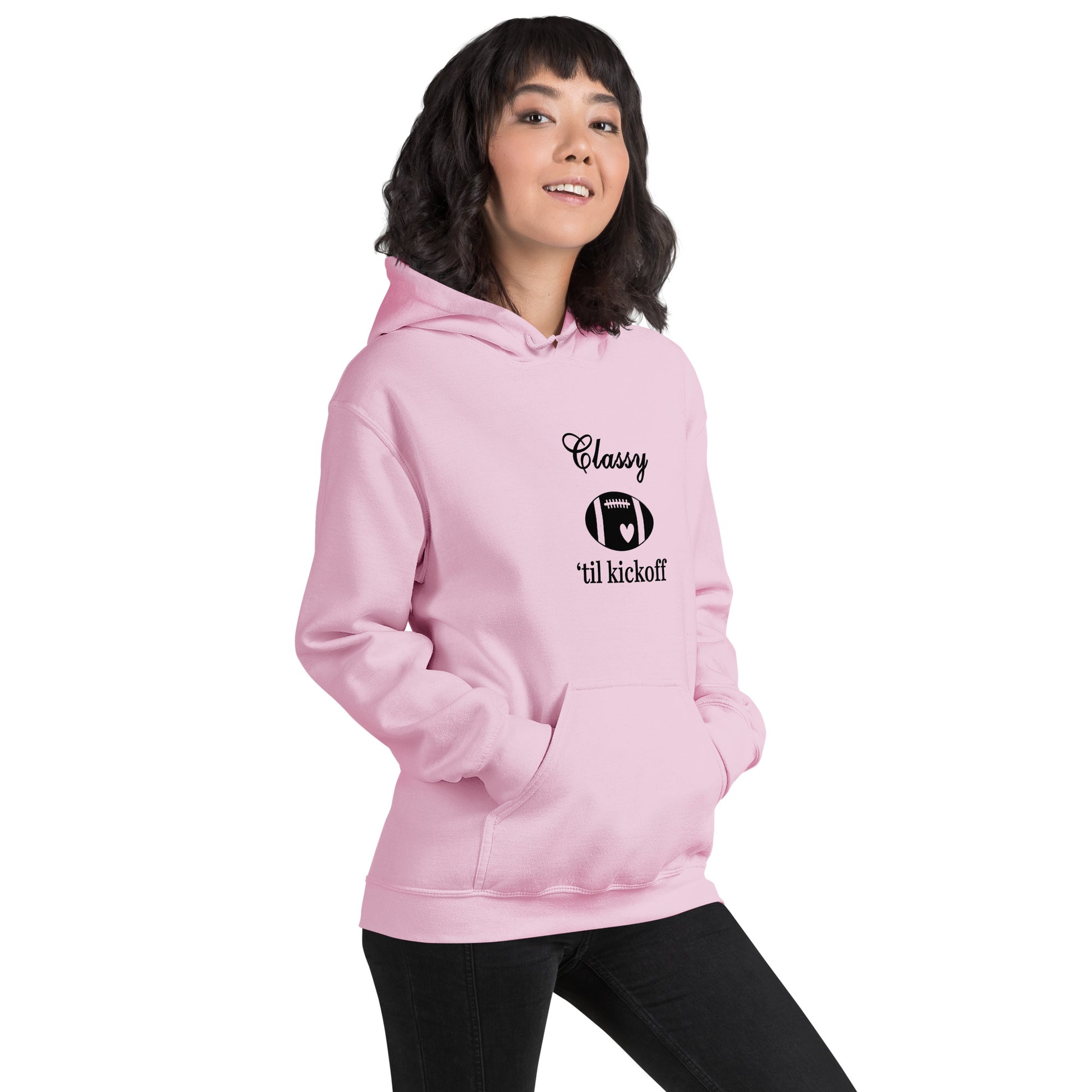 Classy 'til Kickoff Football Black Font Unisex Hoodie by EraofInk
