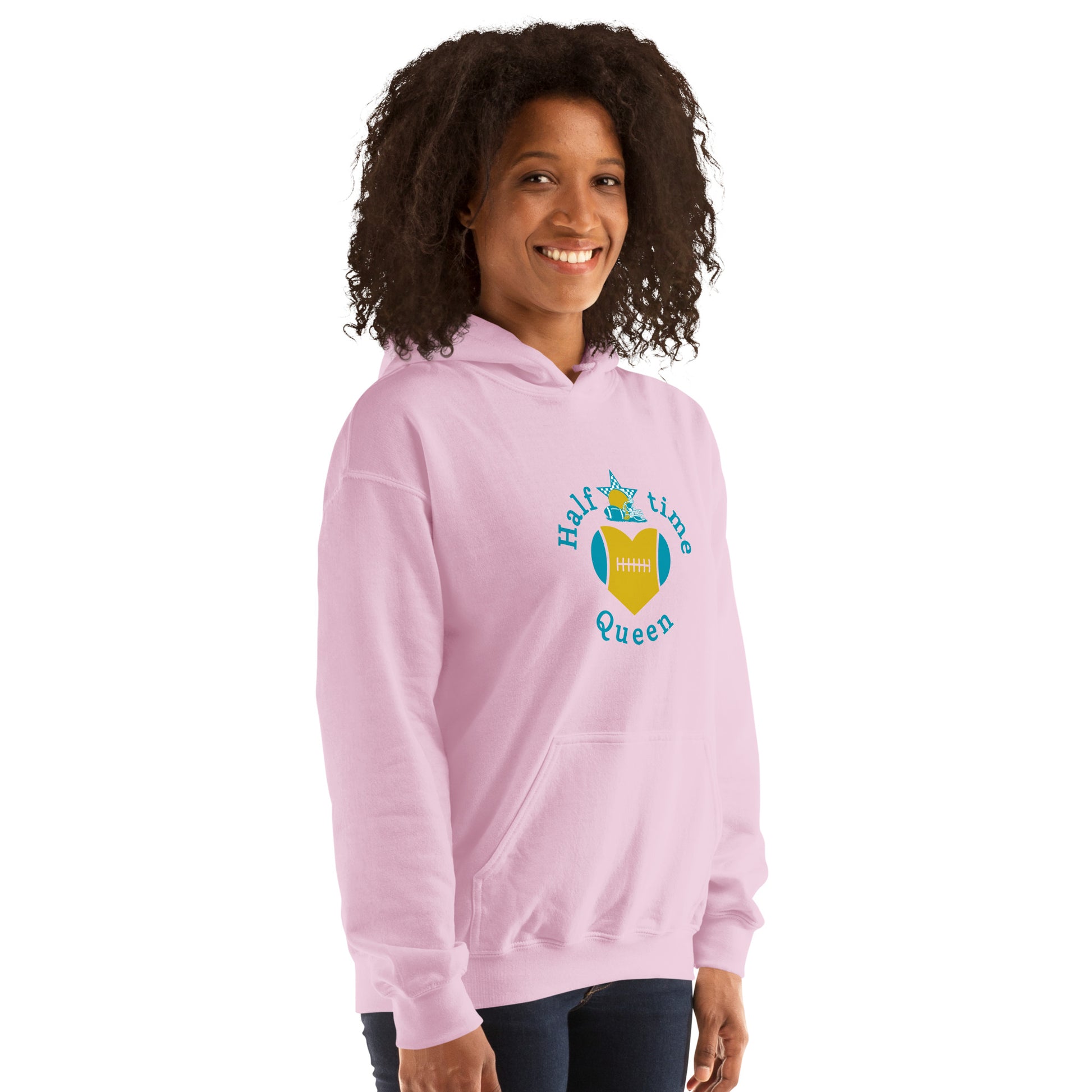 Halftime Queen Football Cheer for Teal & Gold Unisex Hoodie by EraofInk