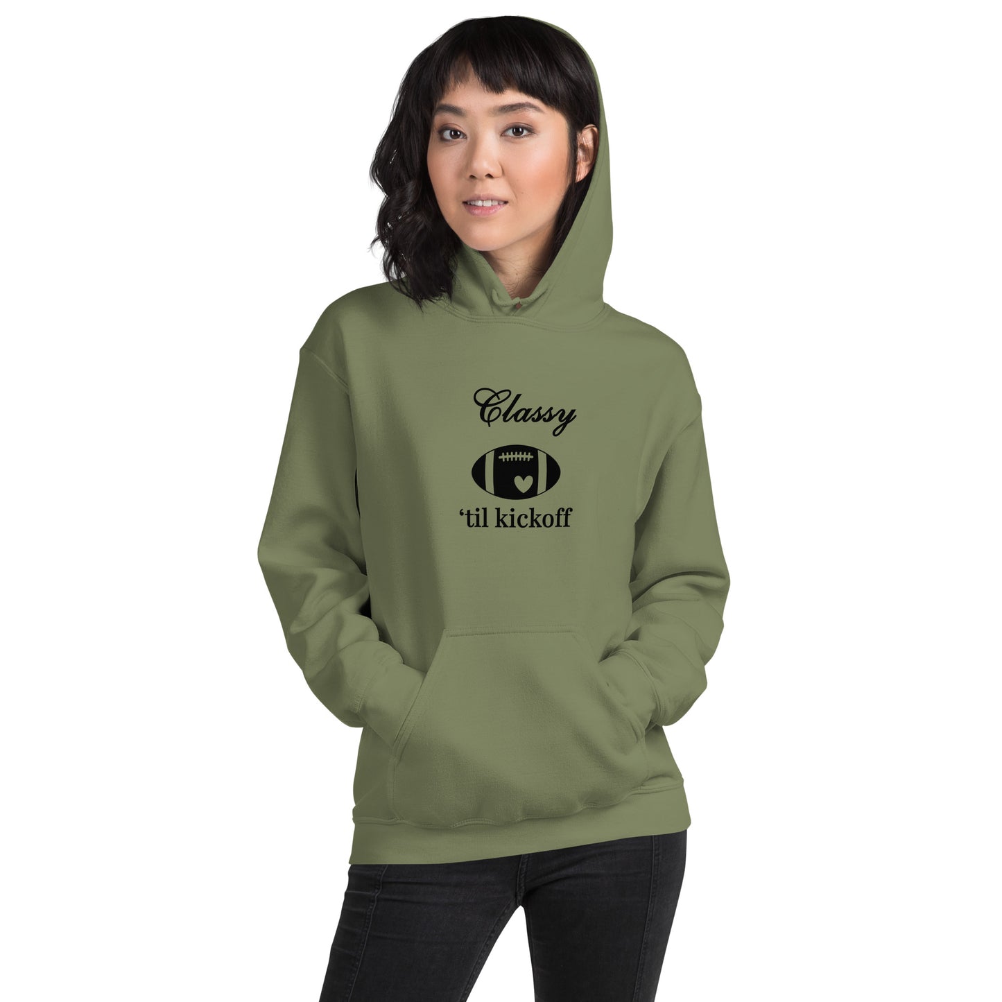 Classy 'til Kickoff Football Black Font Unisex Hoodie by EraofInk
