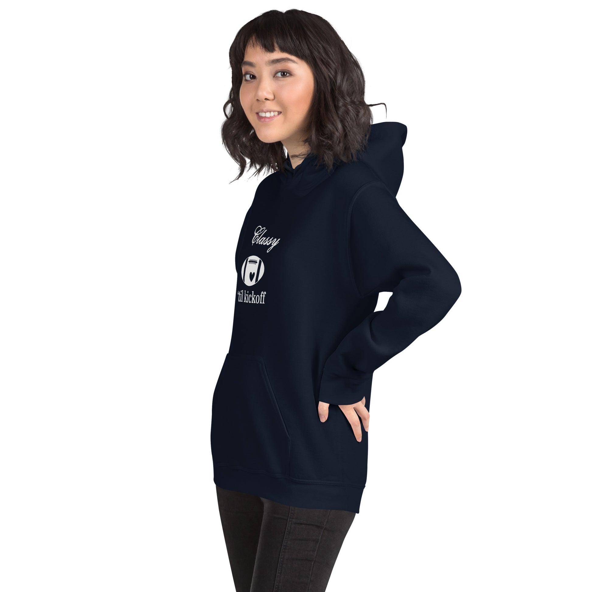 Classy 'til Kickoff Football Themed Unisex Hoodie by EraofInk