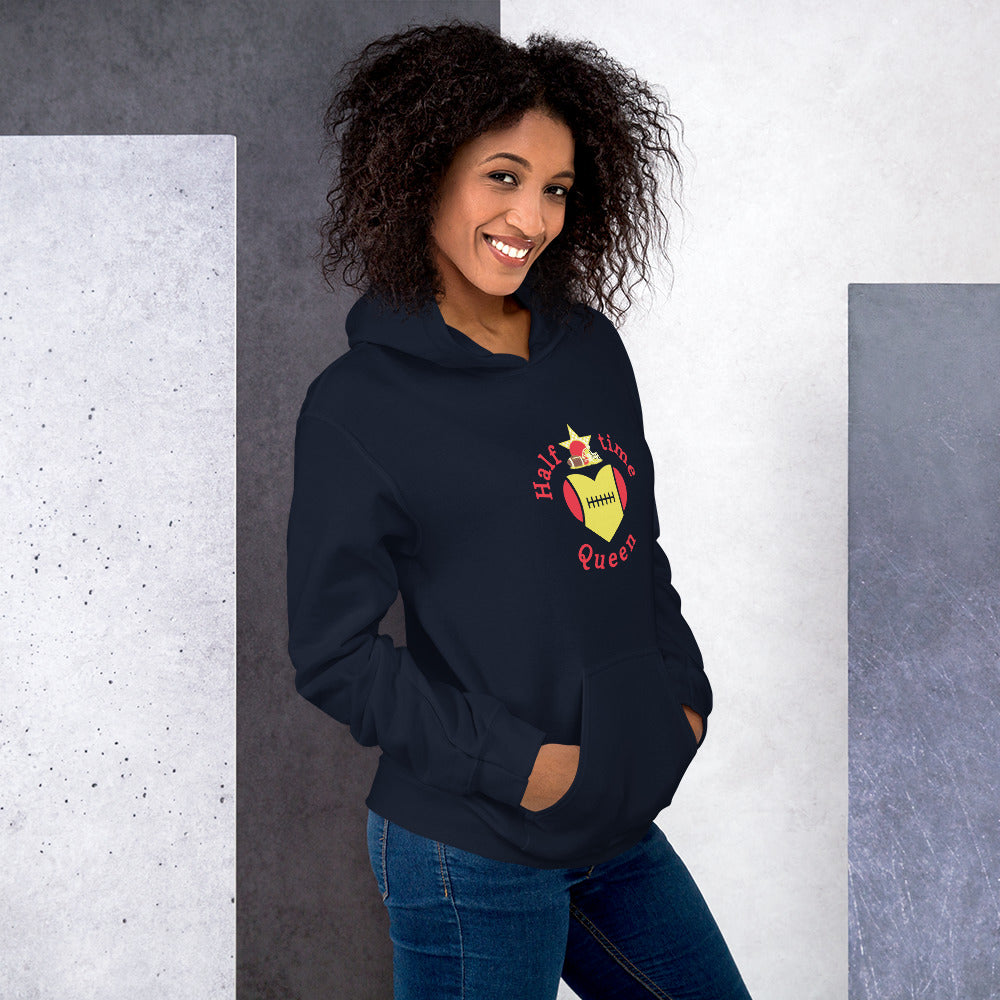 Halftime Queen Football Cheer for Red & Gold Unisex Hoodie by EraofInk