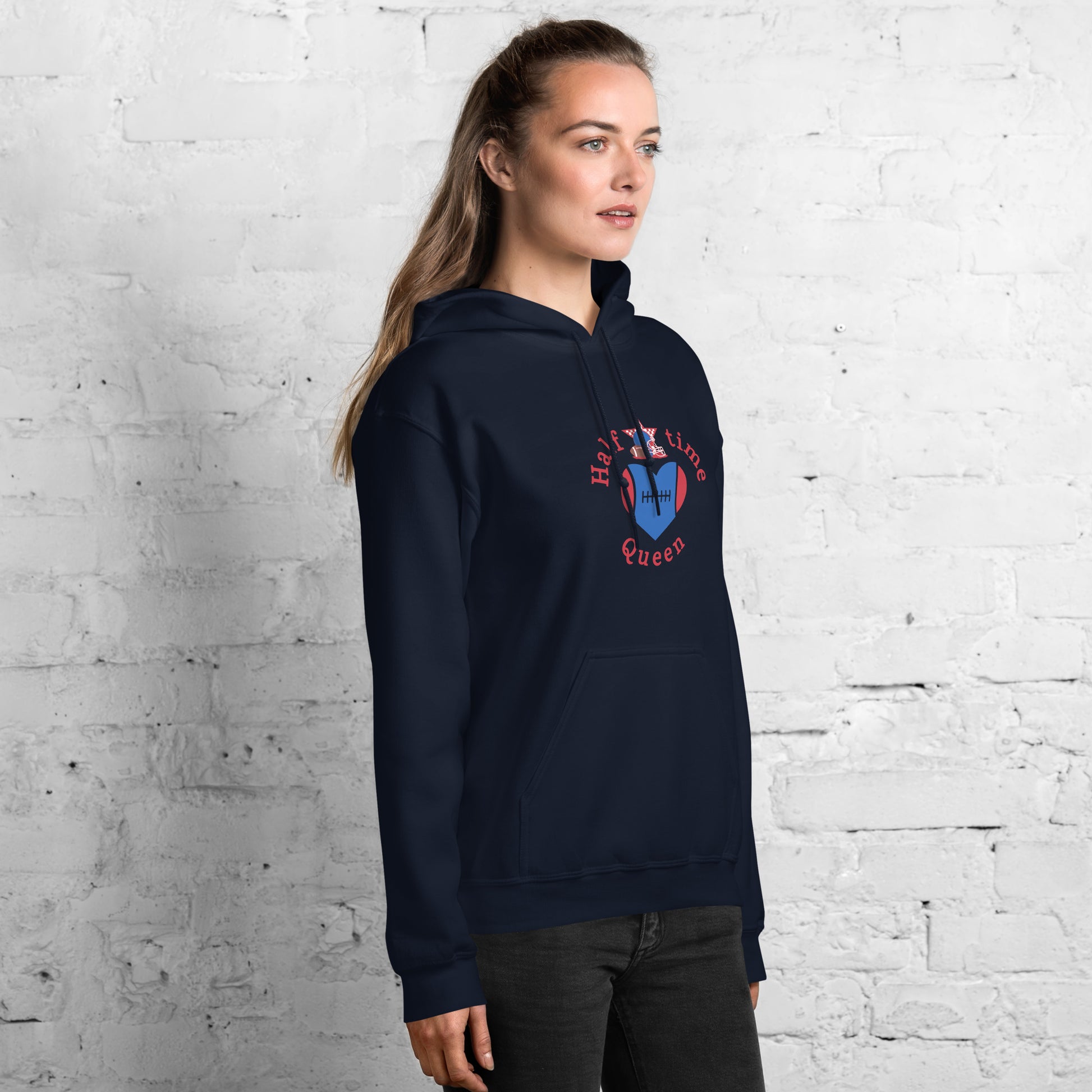 Halftime Queen Football Cheer for Red & Blue Unisex Hoodie by EraofInk
