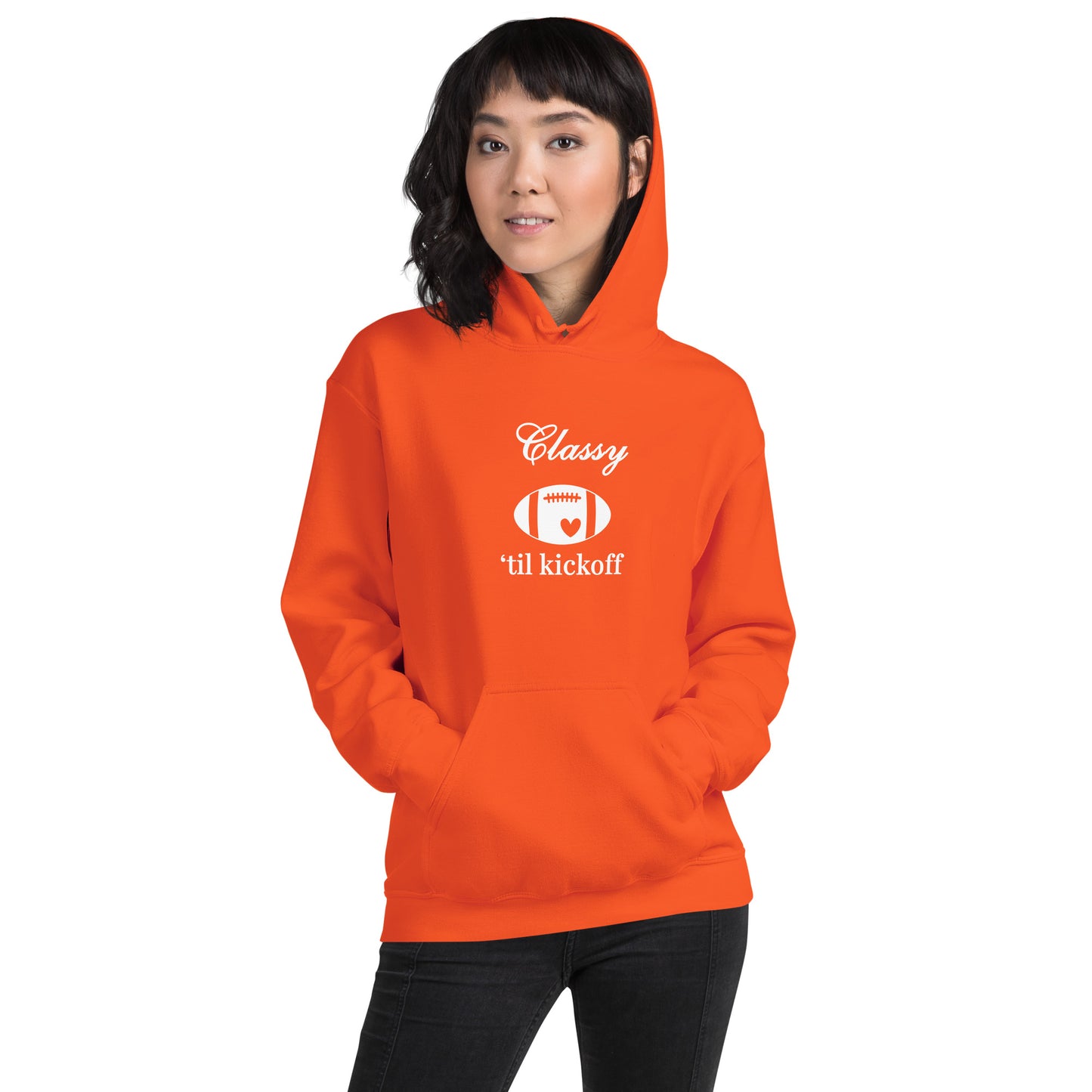 Classy 'til Kickoff Football Themed Unisex Hoodie by EraofInk