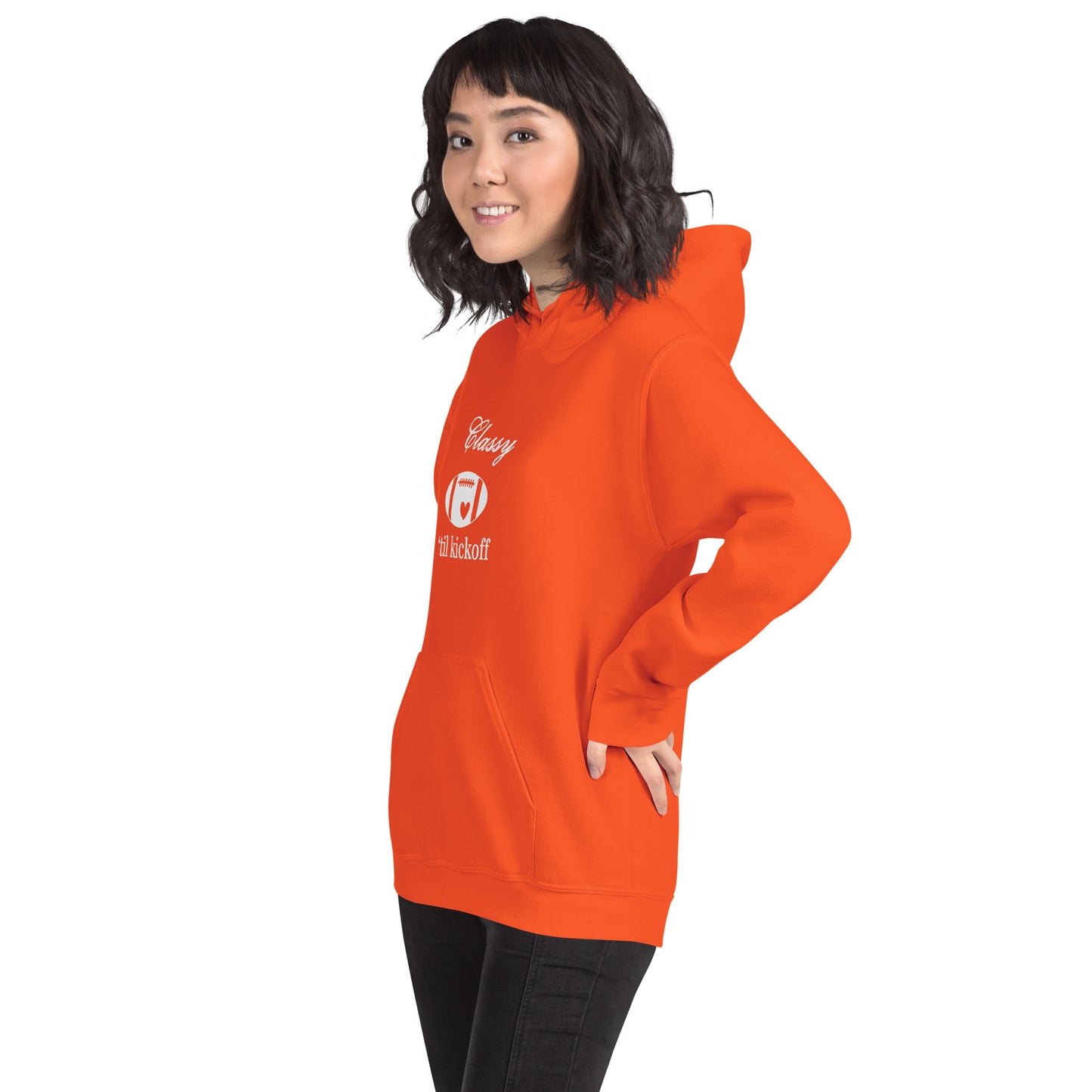 Classy 'til Kickoff Football Themed Unisex Hoodie by EraofInk