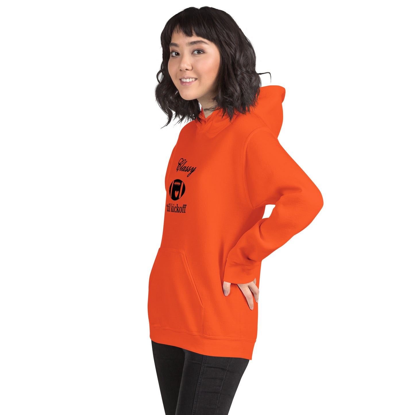 Classy 'til Kickoff Football Black Font Unisex Hoodie by EraofInk