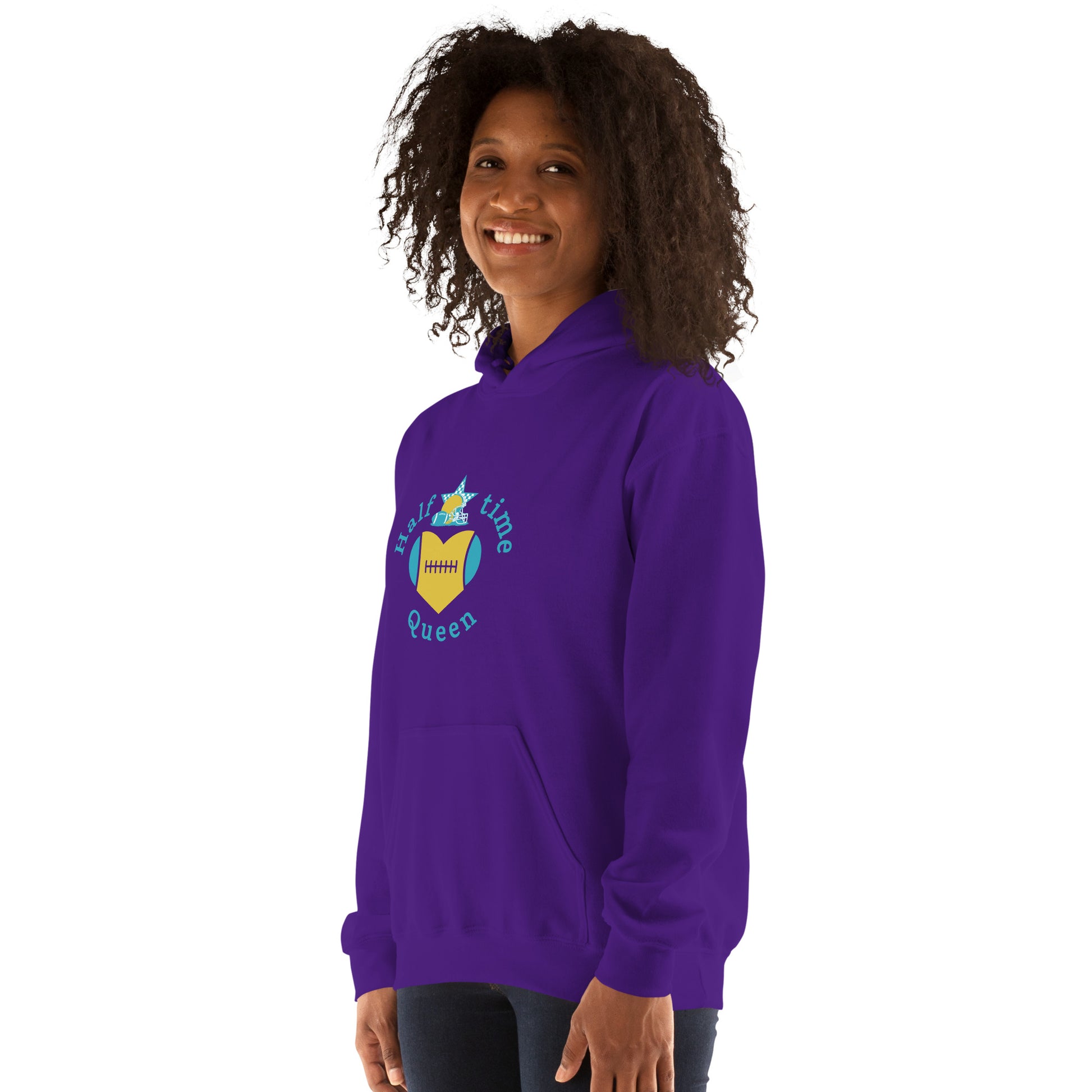 Halftime Queen Football Cheer for Teal & Gold Unisex Hoodie by EraofInk