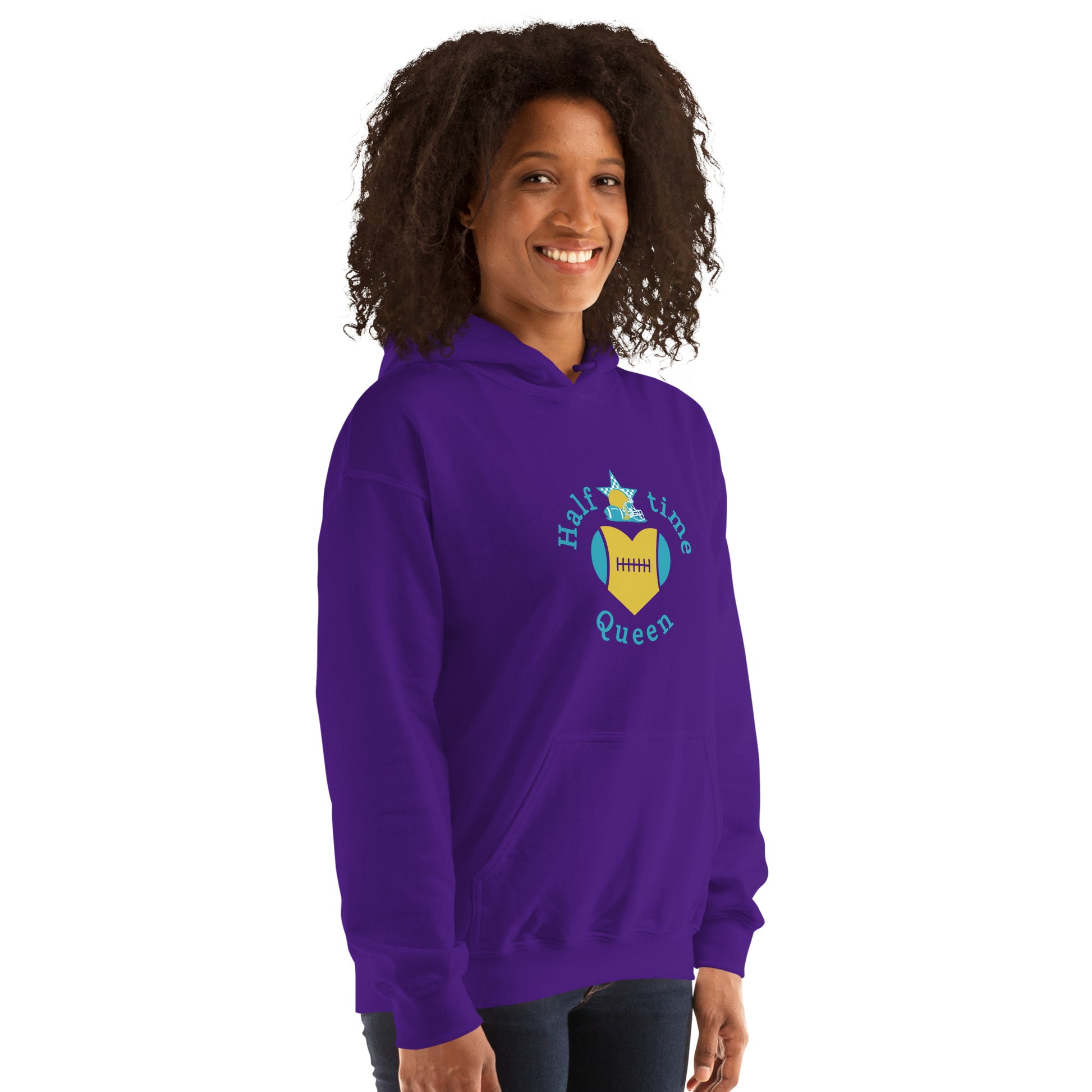 Halftime Queen Football Cheer for Teal & Gold Unisex Hoodie by EraofInk