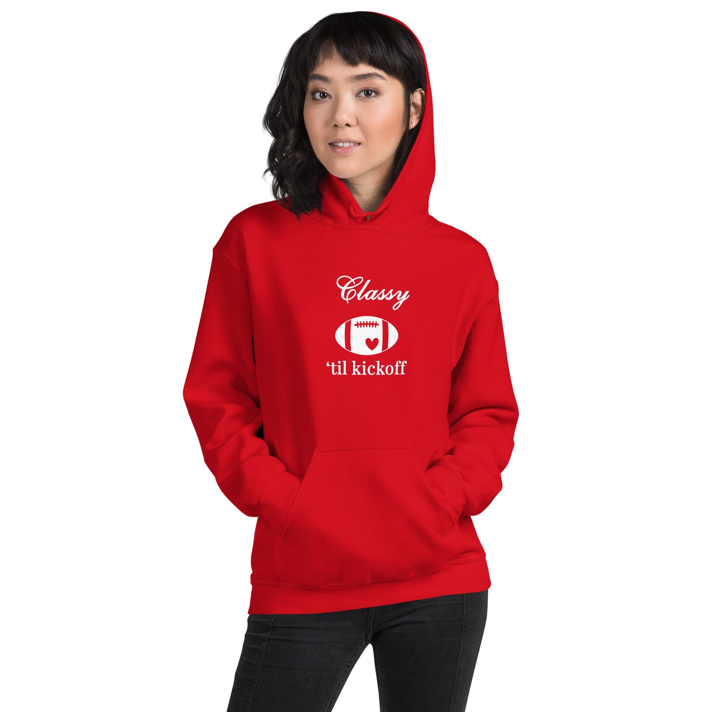 Classy 'til Kickoff Football Themed Unisex Hoodie by EraofInk