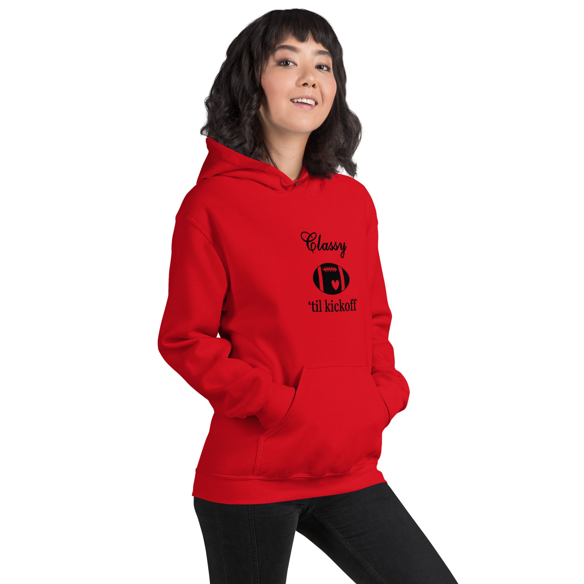 Classy 'til Kickoff Football Black Font Unisex Hoodie by EraofInk
