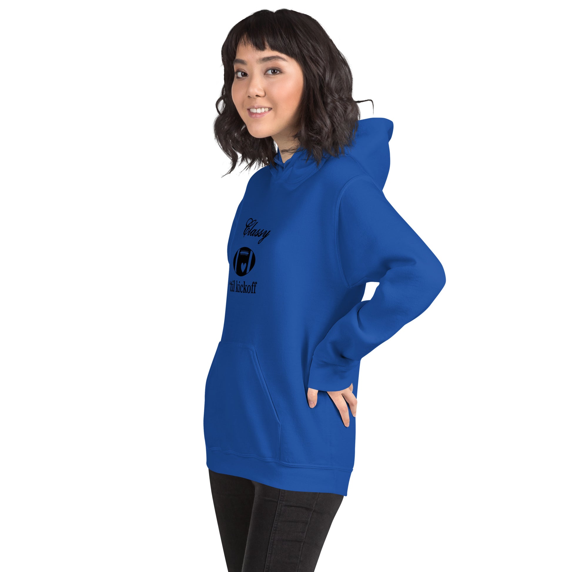 Classy 'til Kickoff Football Black Font Unisex Hoodie by EraofInk