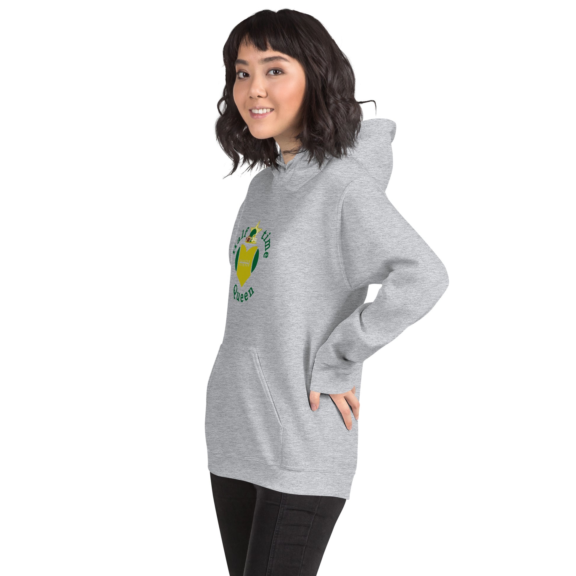 Halftime Queen Football CHeer for Green & Gold Unisex Hoodie by EraofInk
