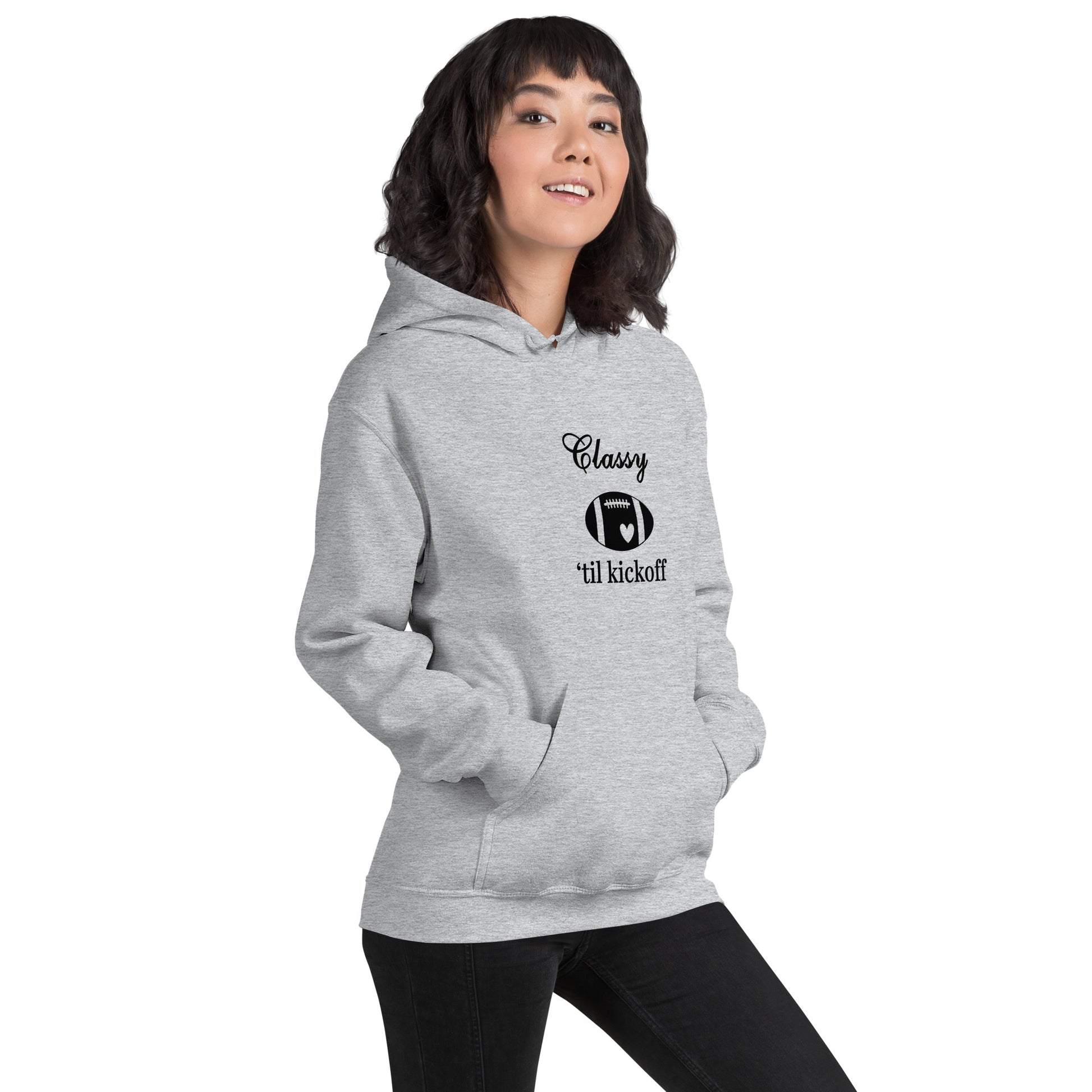 Classy 'til Kickoff Football Black Font Unisex Hoodie by EraofInk