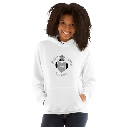 Halftime Queen Football Cheer for Black & Grey Unisex Hoodie by EraofInk