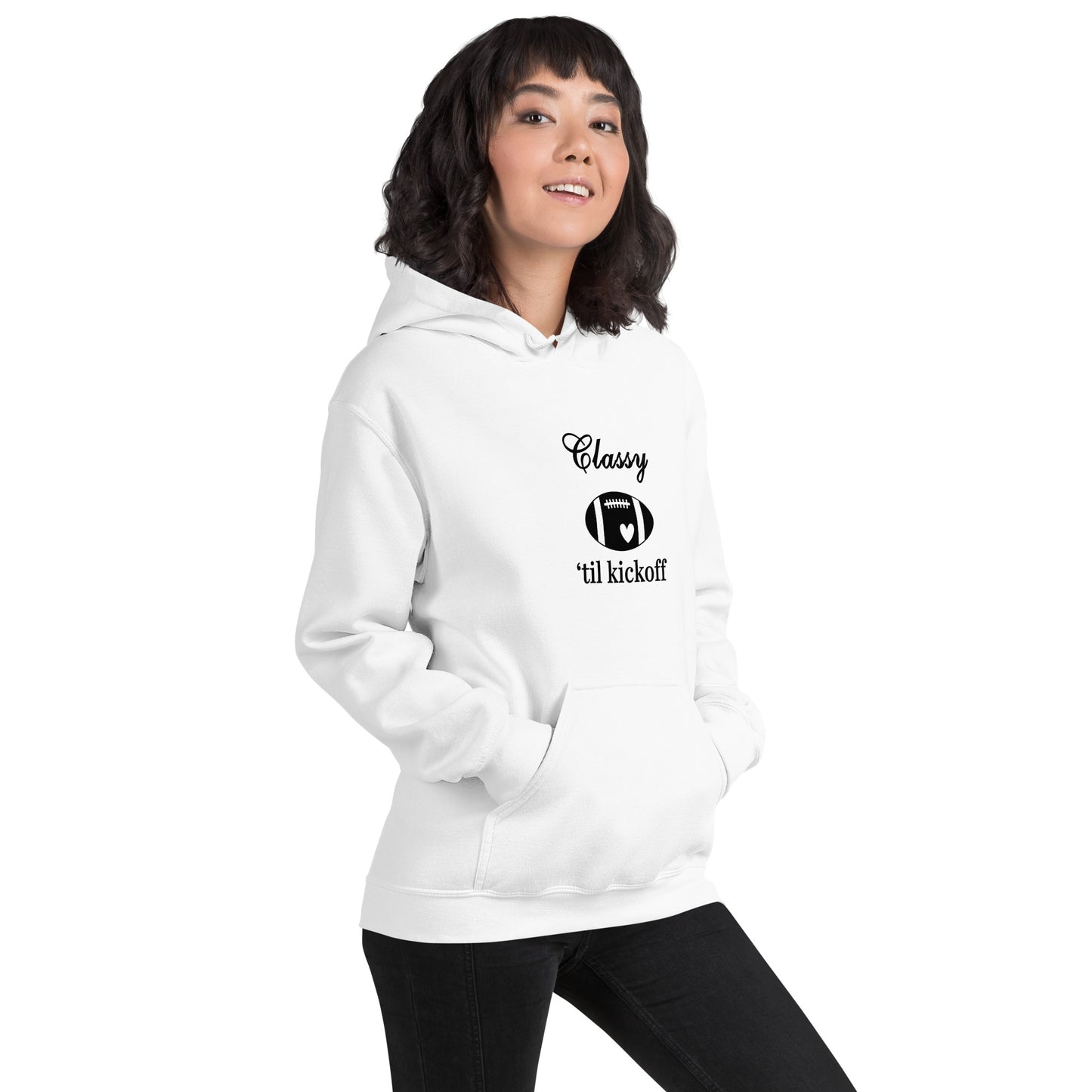 Classy 'til Kickoff Football Black Font Unisex Hoodie by EraofInk